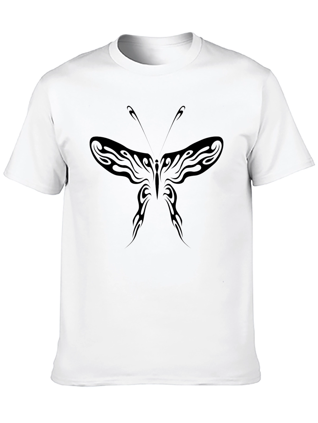 Black Tribal Butterfly Graphic Black T-Shirt view 10