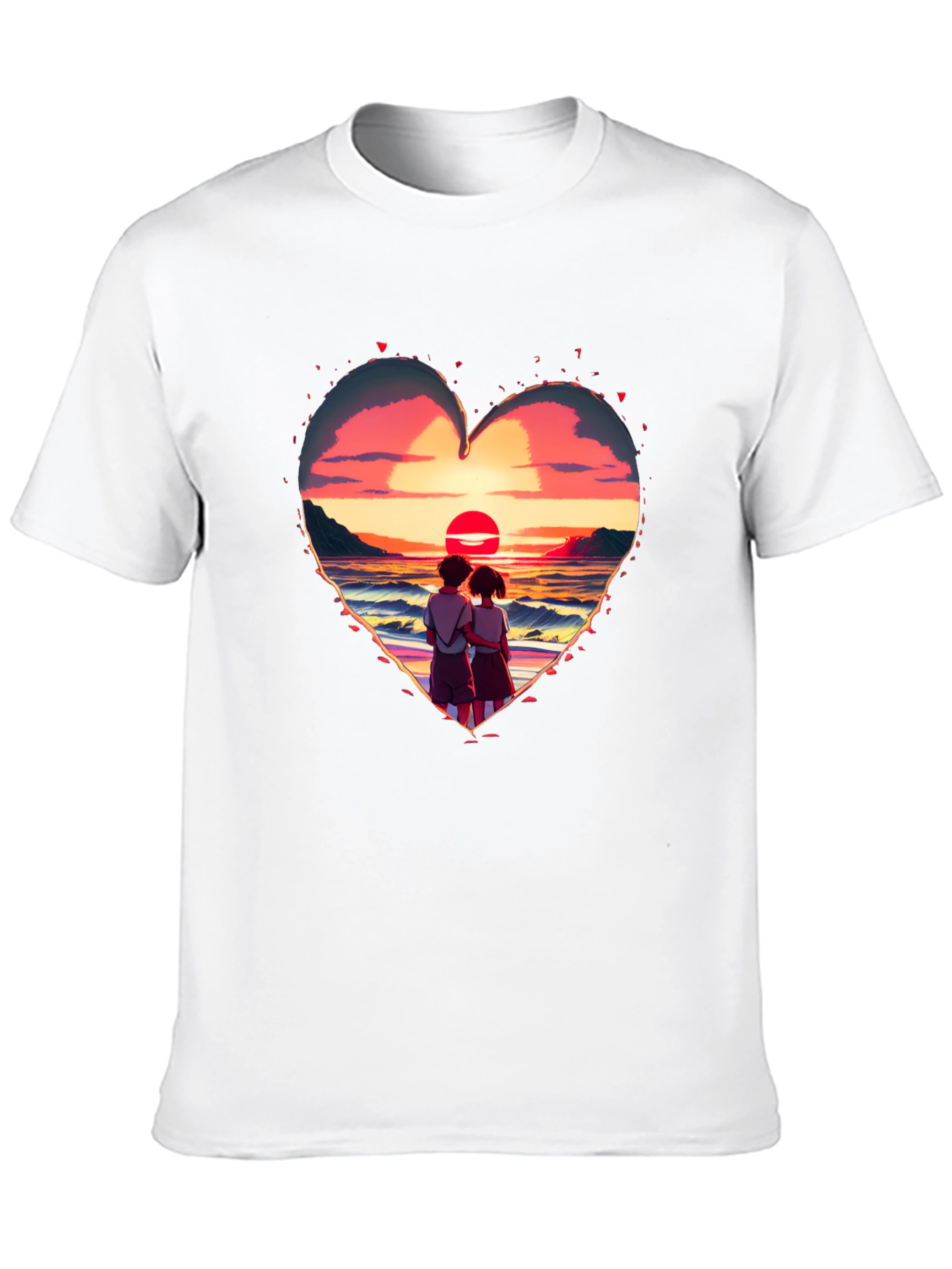 Black Sunset Lovers Heart Graphic Tee - Romantic Style view 10