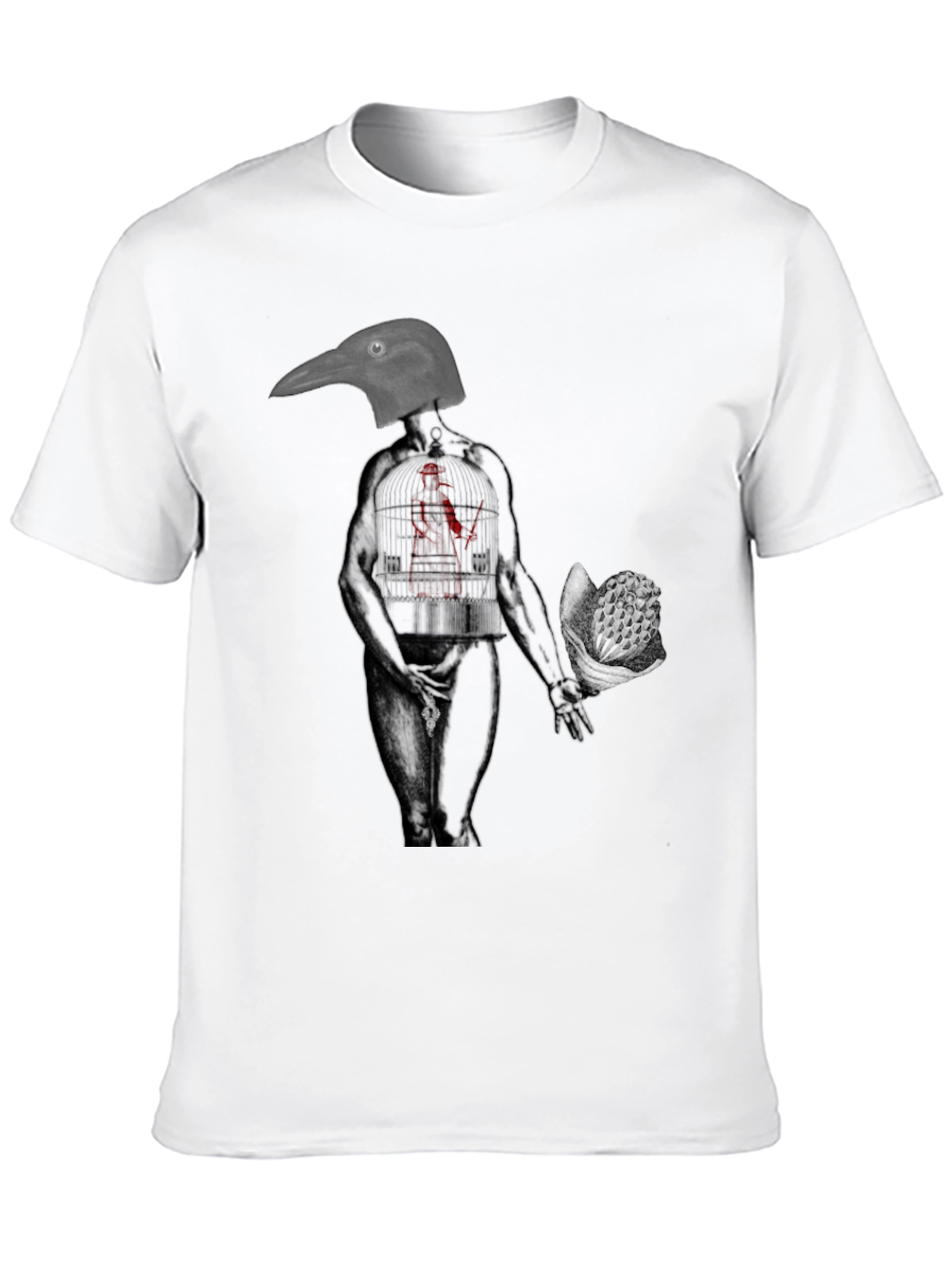 Black Raven Head Anatomical Human Graphic Tee view 10