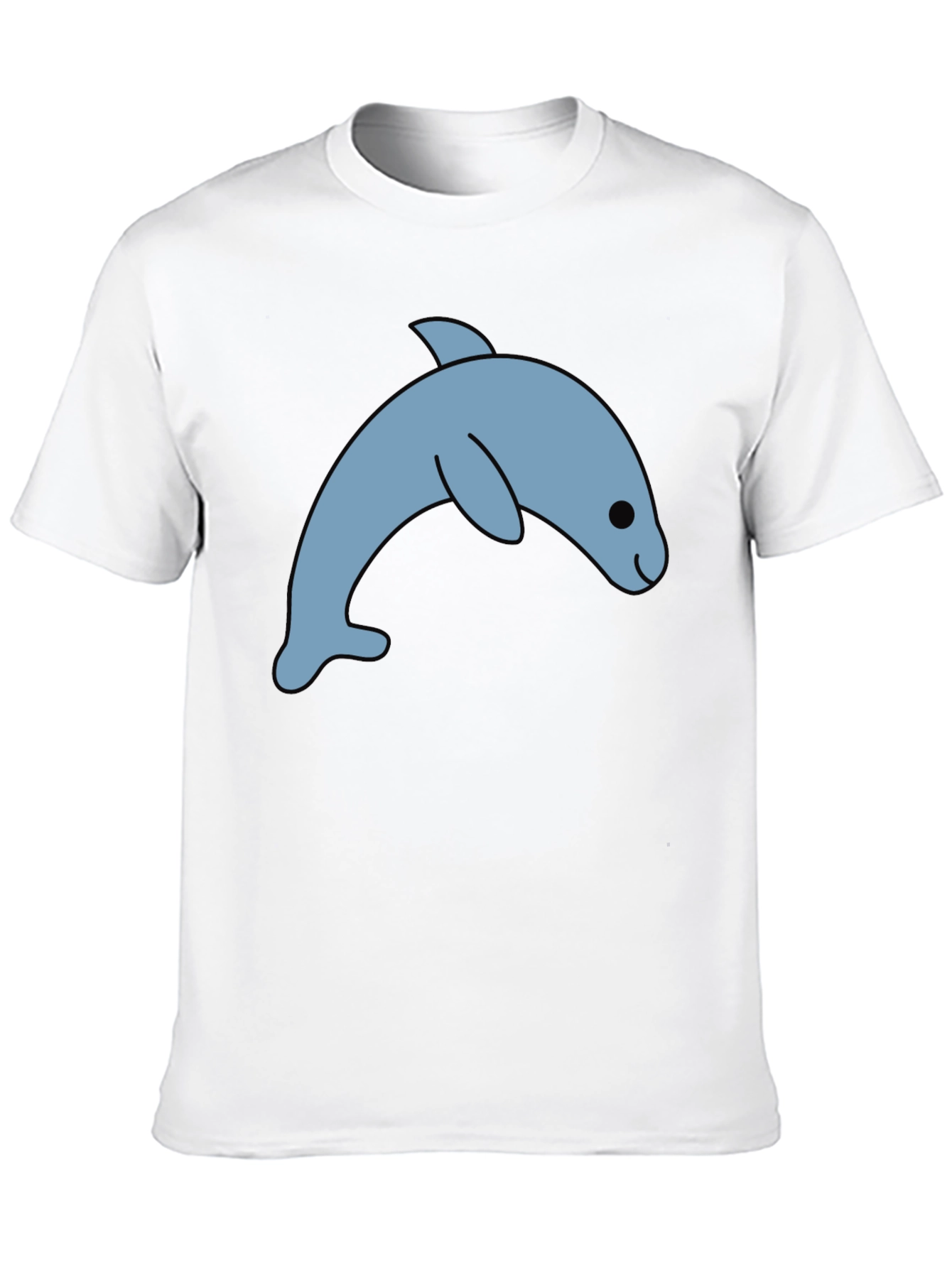 Black Cute Dolphin Graphic Tee - Black Cotton T-Shirt view 10