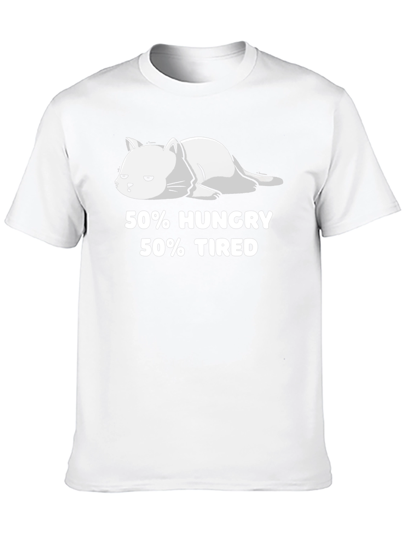 Black 50% Hungry 50% Tired Cat Graphic T-Shirt view 10