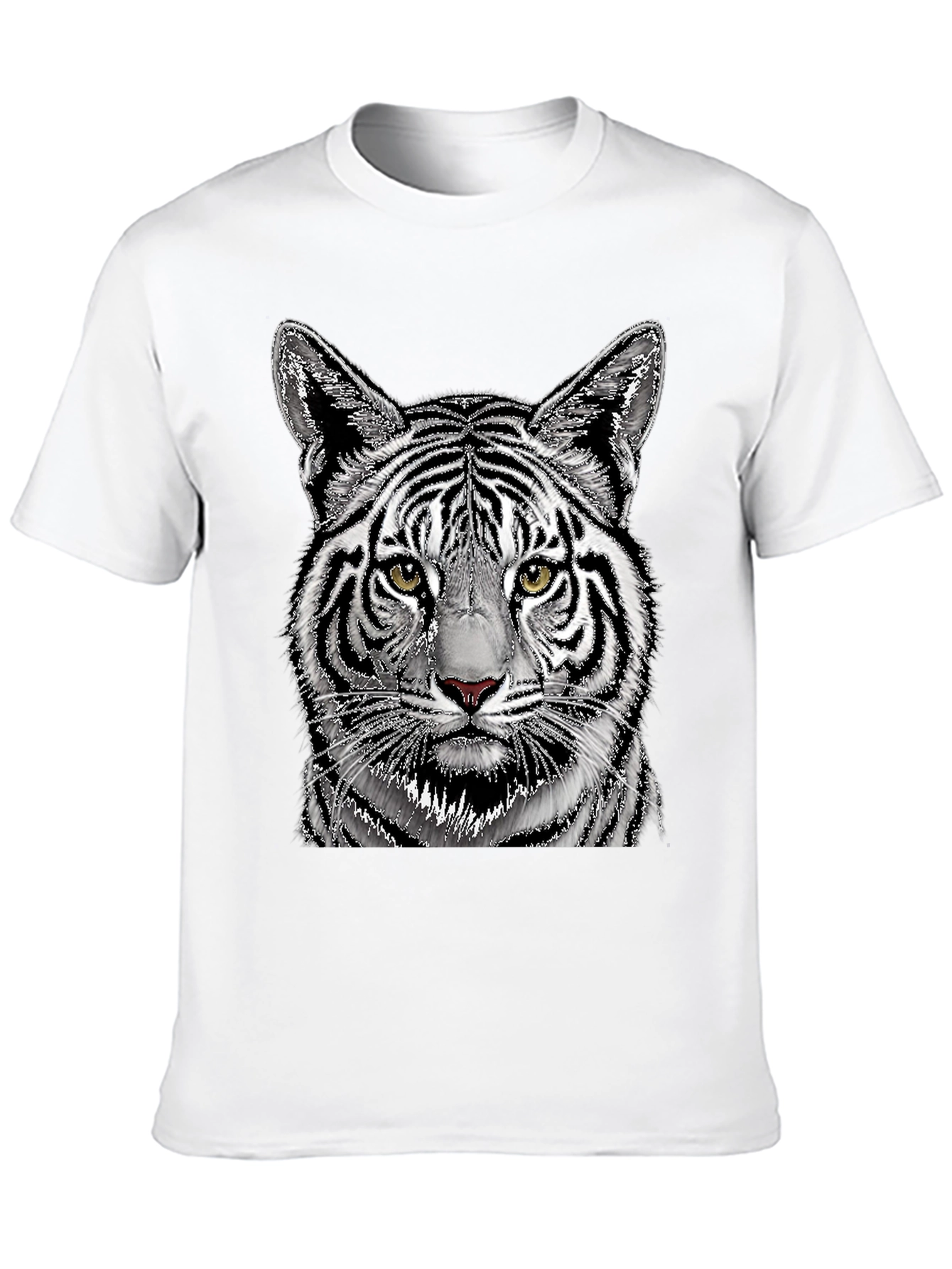 Black White Tiger Graphic Print Black T-Shirt view 10