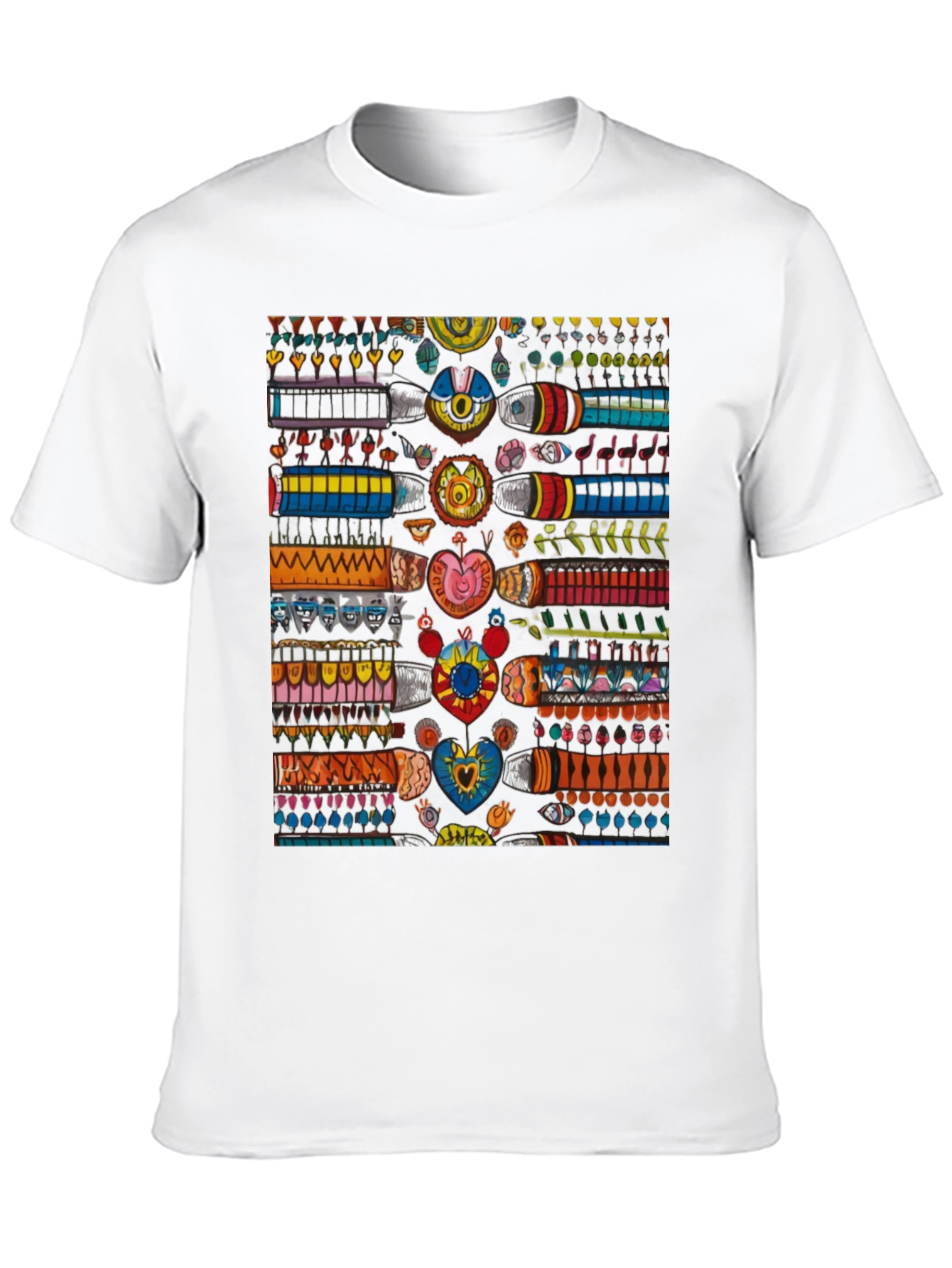 Black Colorful Abstract Pattern Black T-Shirt view 10