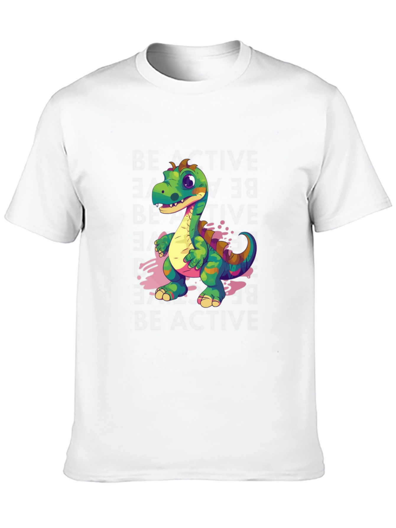 Black Cartoon Dinosaur Graphic Tee - Black view 10
