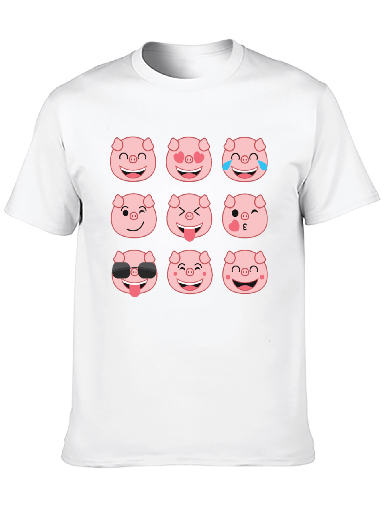 Black Pig Emoji T-Shirt - Black Cotton Crew Neck Tee view 10