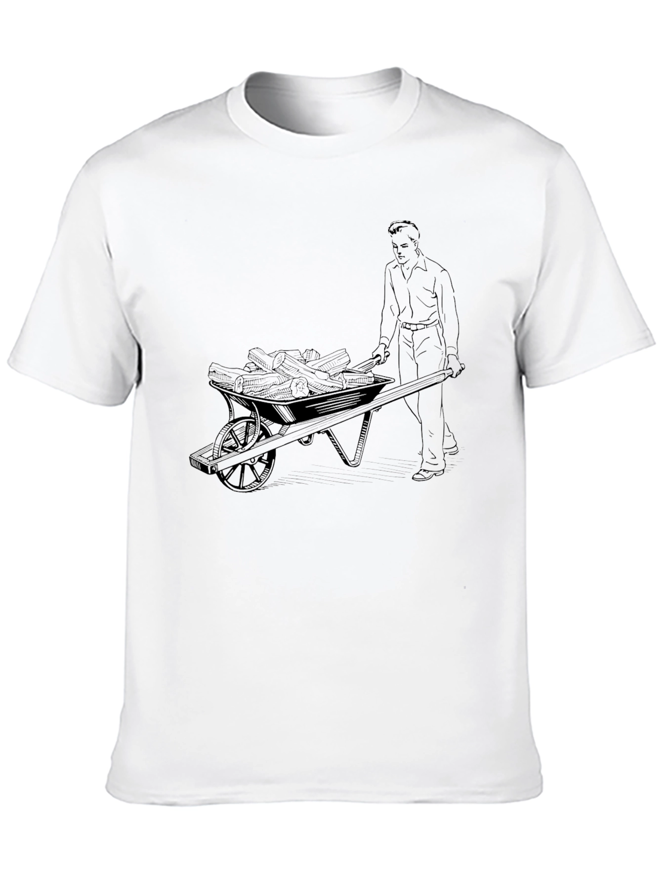 Black Men's Black Tee with Wheelbarrow Design view 10