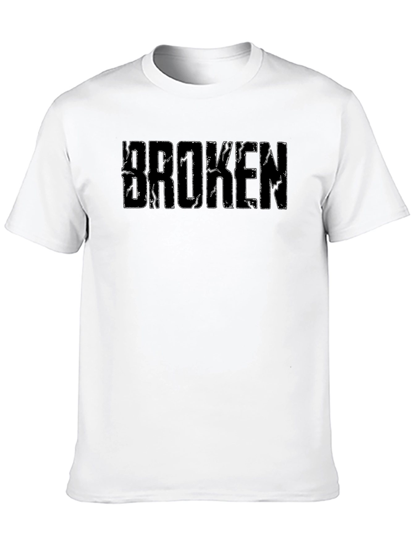 Black Broken Text Graphic T-Shirt Casual Wear view 10