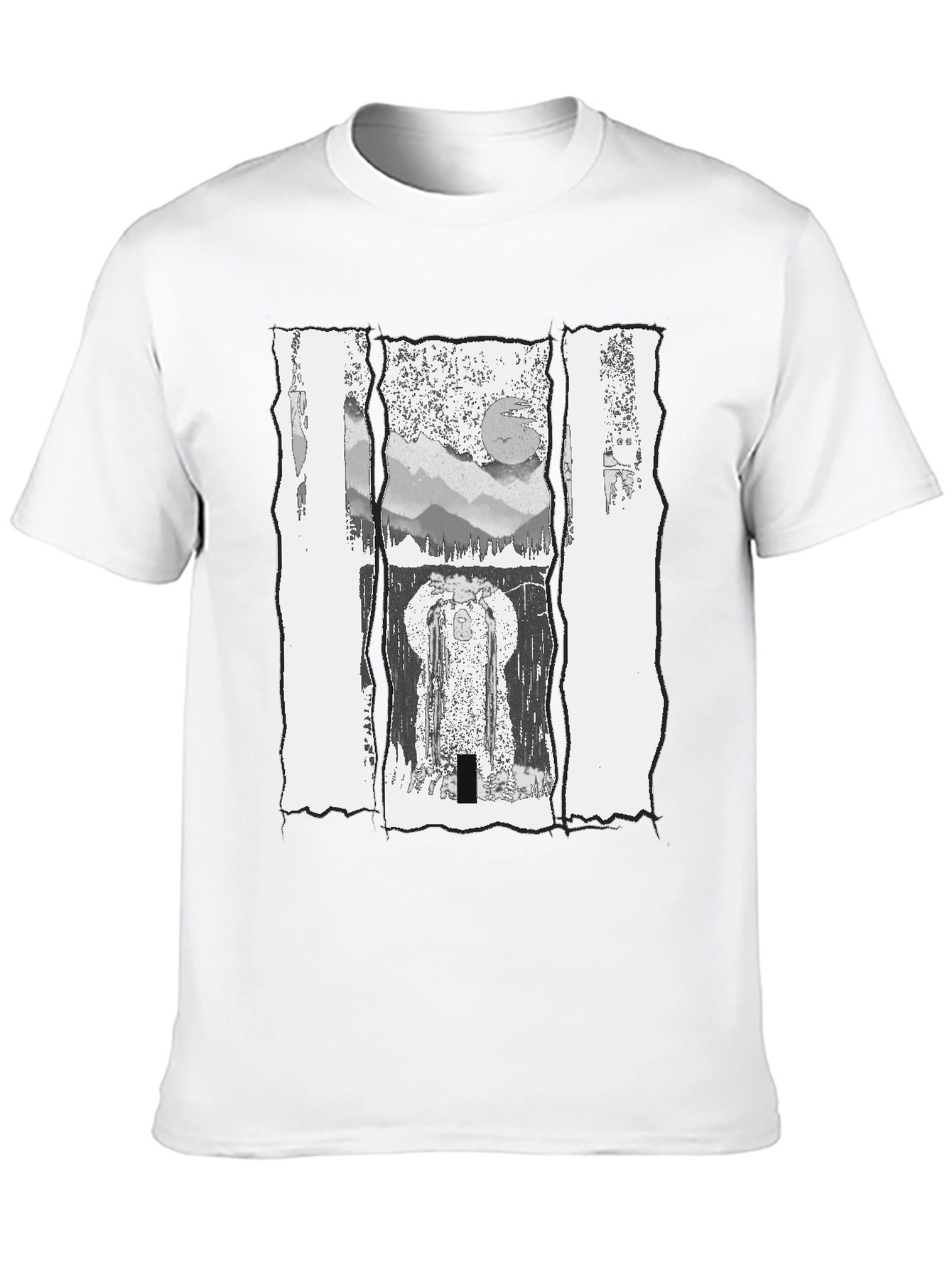 Black Abstract Landscape Graphic Tee - Black view 10