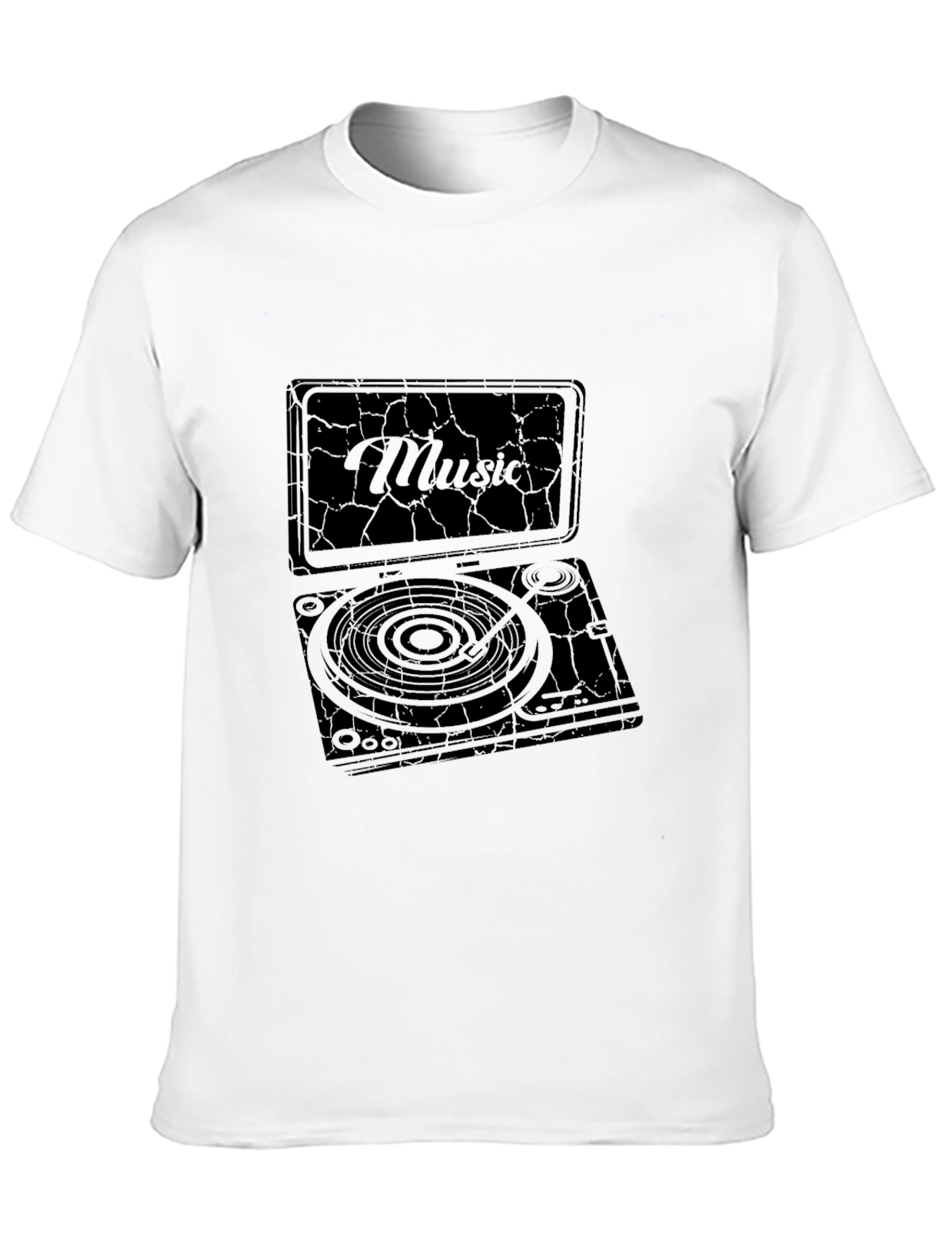 Black Vintage Music Turntable Graphic T-Shirt view 10