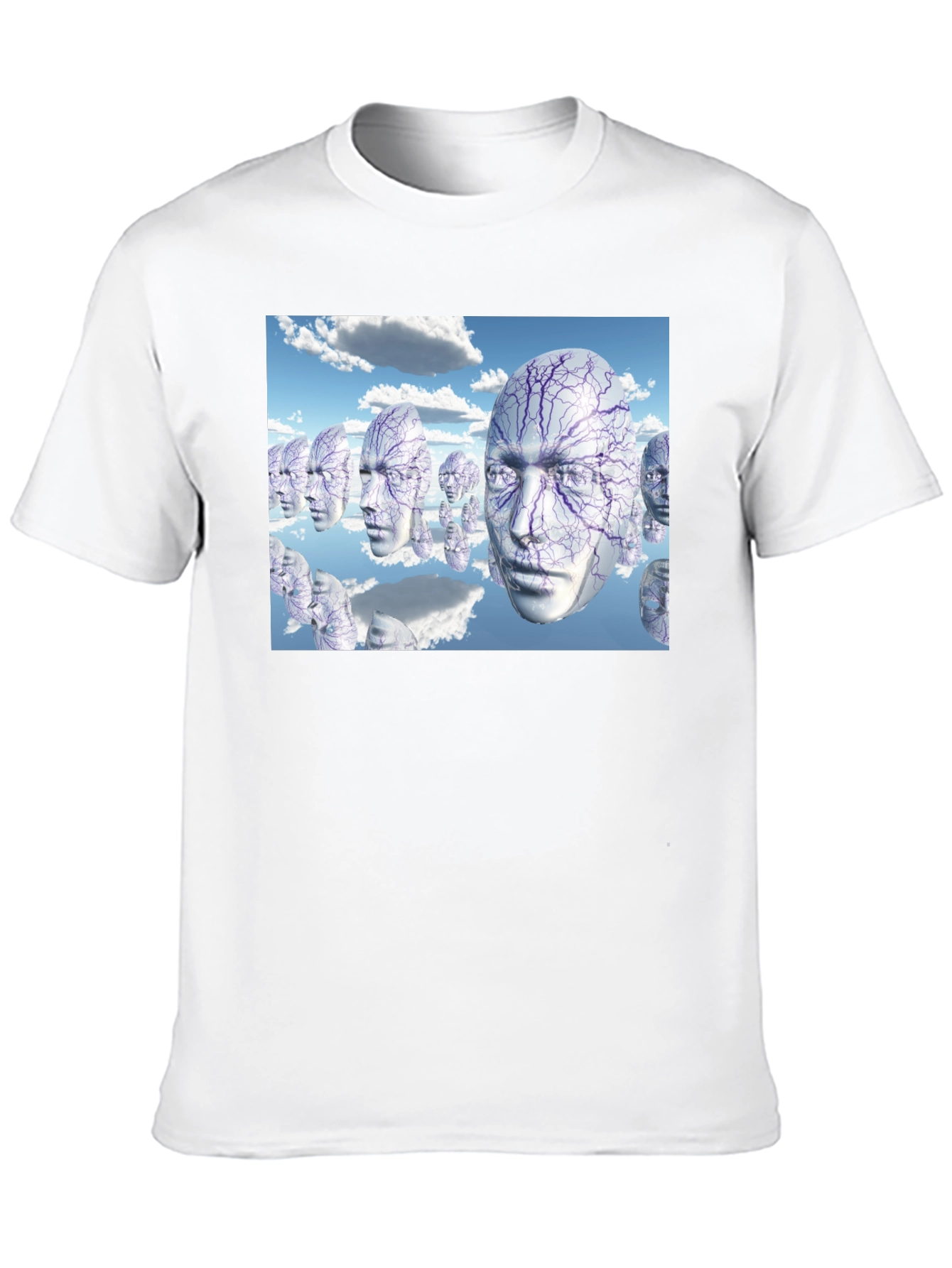 Black Surreal Faces T-Shirt - Unique Graphic Tee view 10
