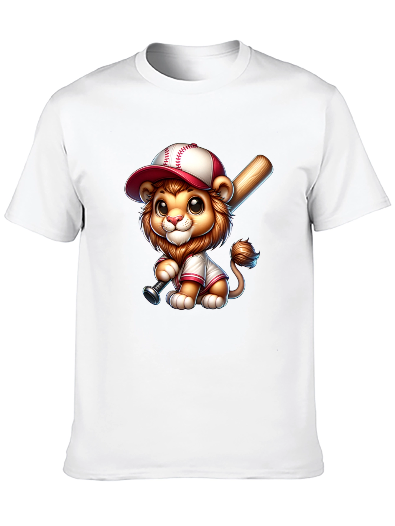 Black Cute Lion Baseball T-Shirt view 10
