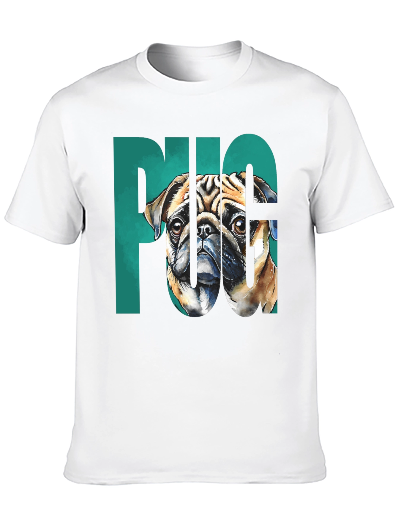 Black Pug Graphic Tee - Men's Black Cotton T-Shirt view 10