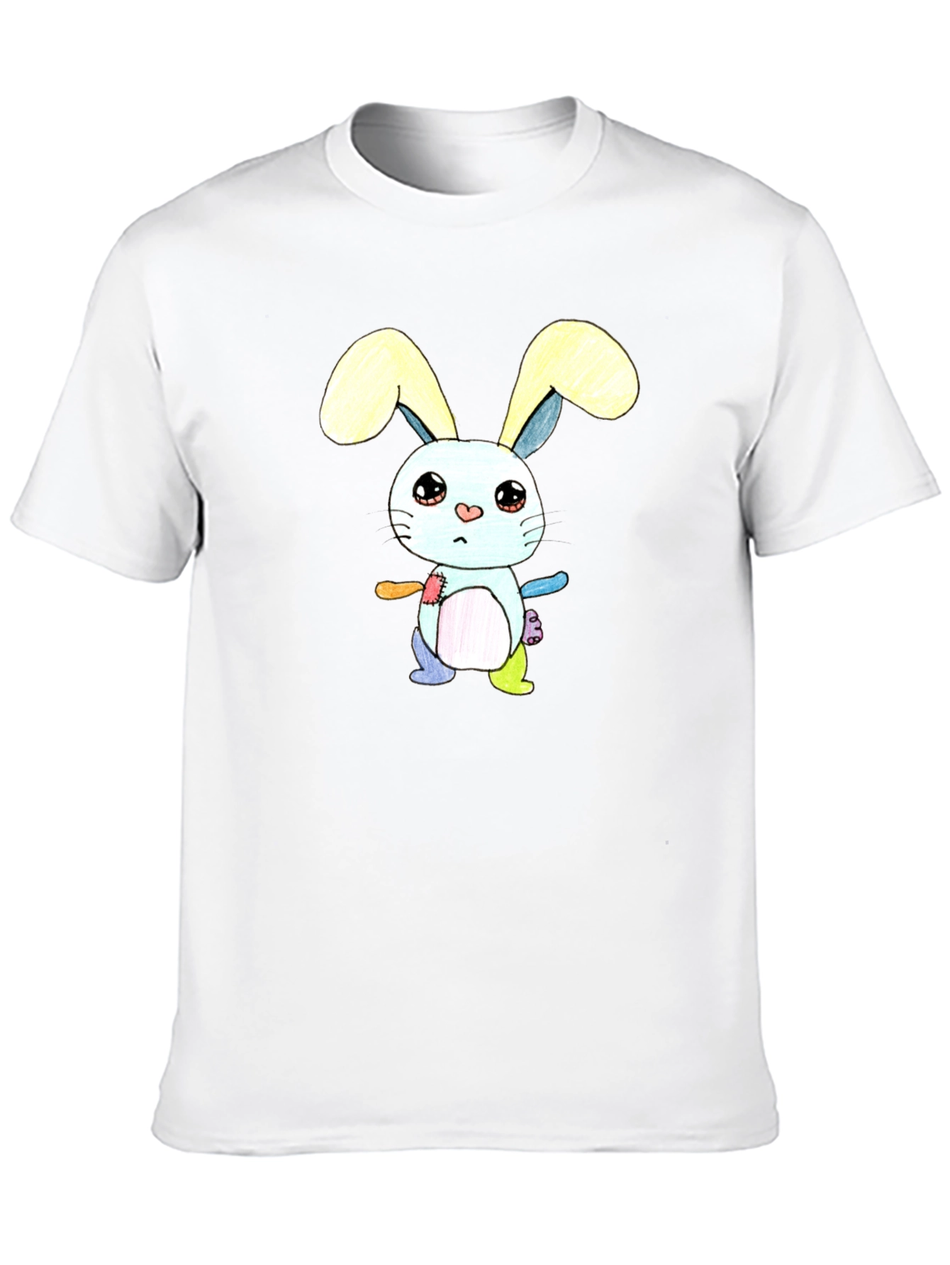 Black Cute Cartoon Bunny T-Shirt - Unisex Black Tee view 10