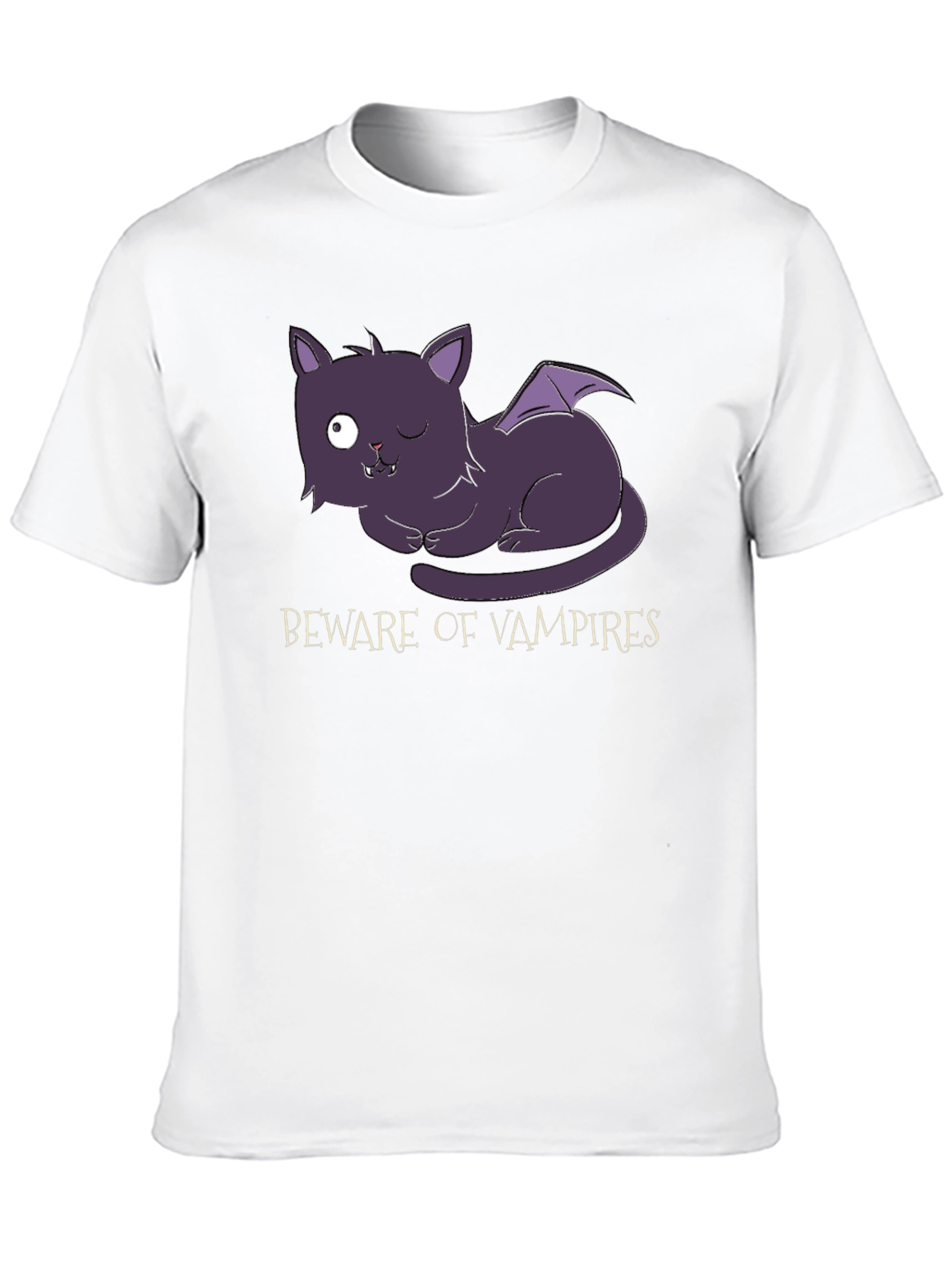 Black Beware of Vampires Cat T-Shirt - Halloween view 10