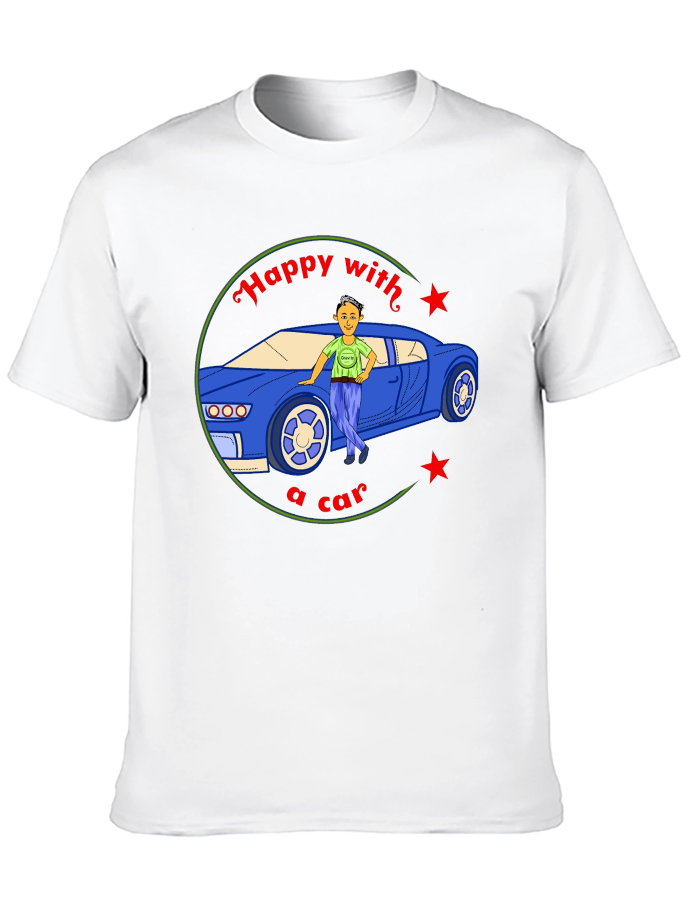 Black Happy with a Car Graphic Tee - Black Cotton view 10