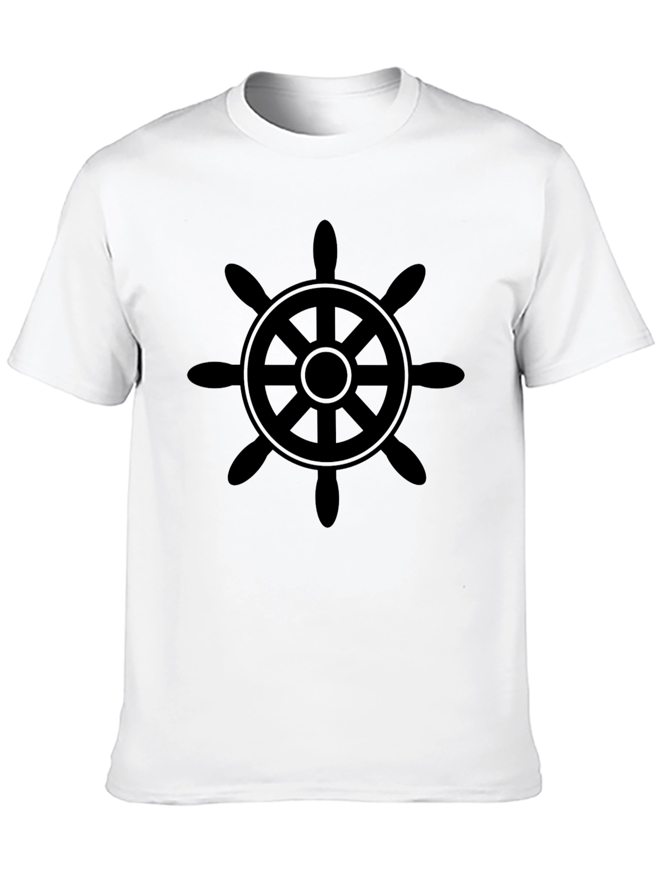 Black Nautical Wheel Graphic Tee - Classic Black Cotton T-Shirt view 10