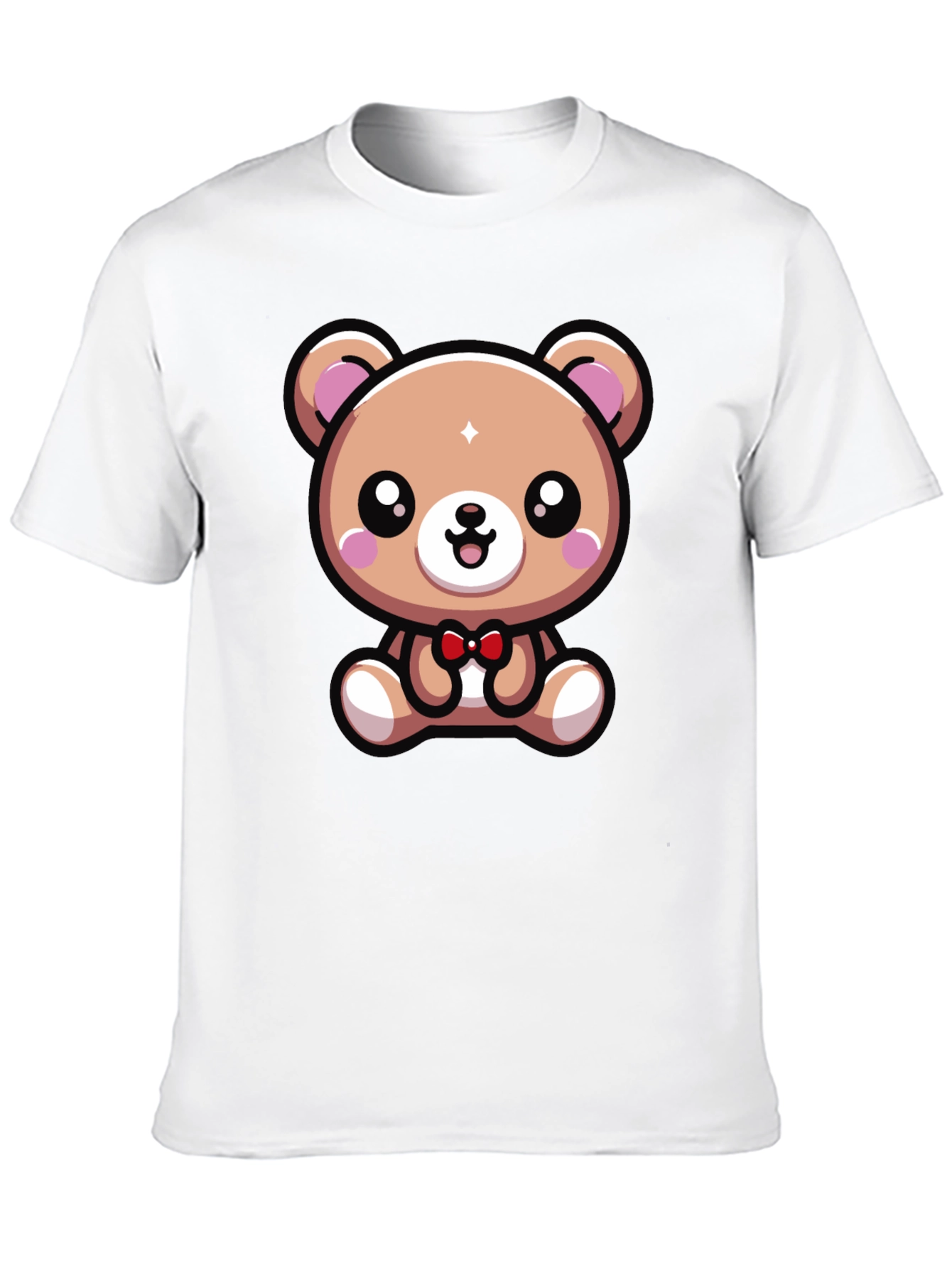 Black Cute Cartoon Bear Graphic Tee - Black view 10