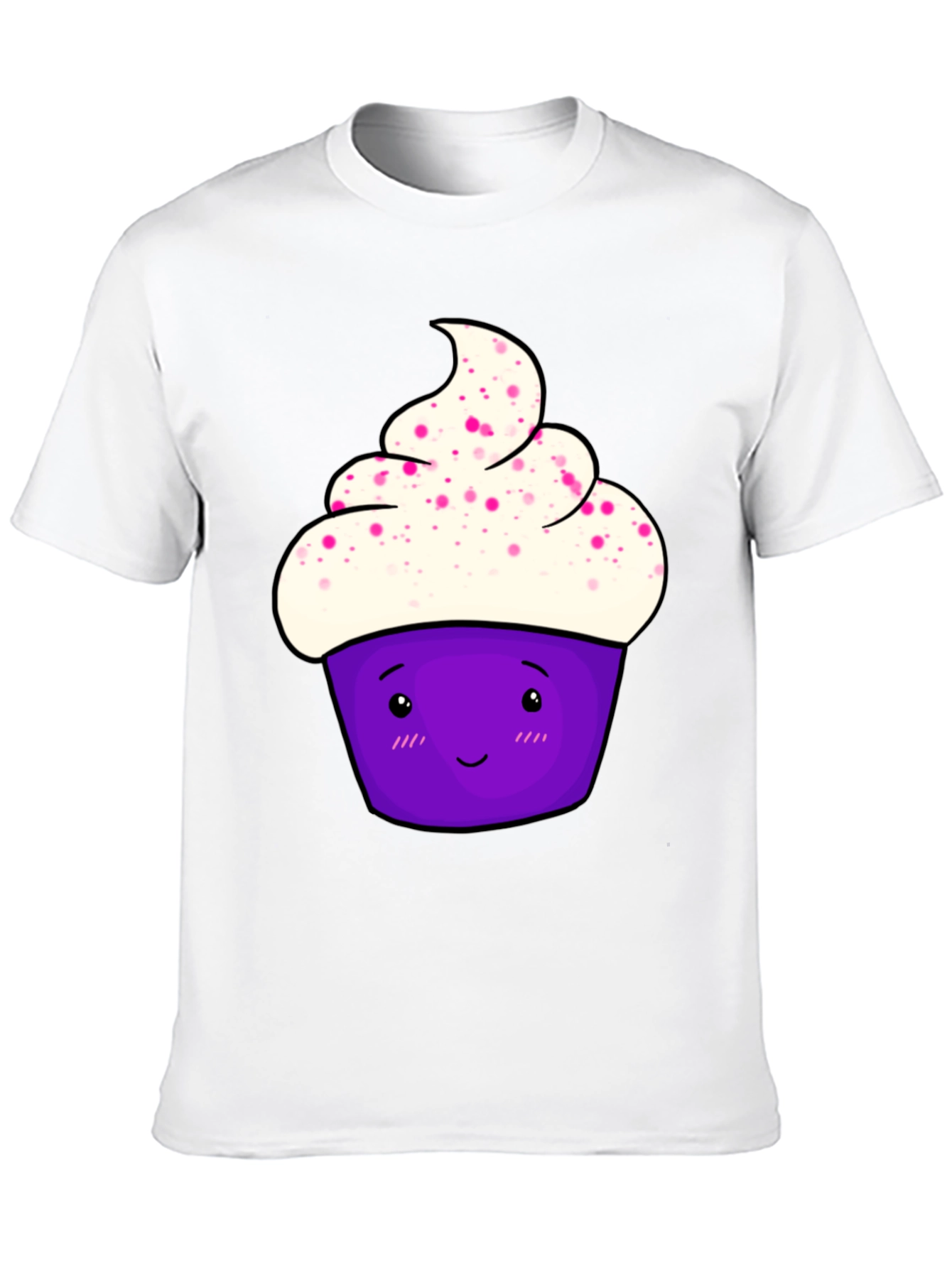 Black Cute Cupcake Graphic T-Shirt - Black Cotton Tee view 10