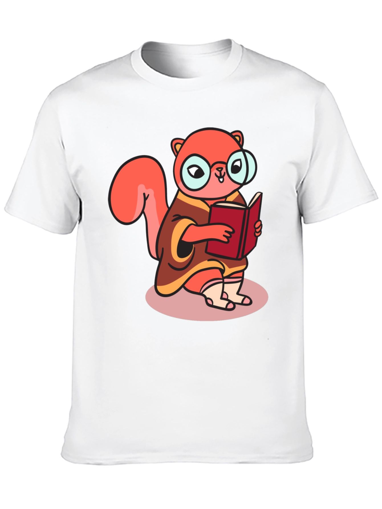 Black Bookish Squirrel Tee - Cartoon Animal Shirt view 10