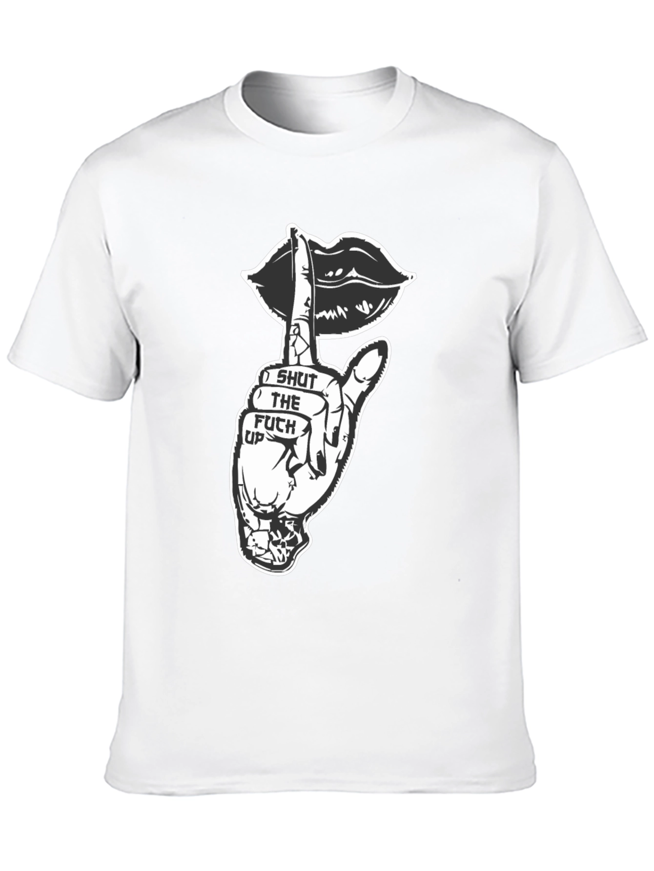 Black Shut Up Graphic Tee - Black Crew Neck T-Shirt view 10