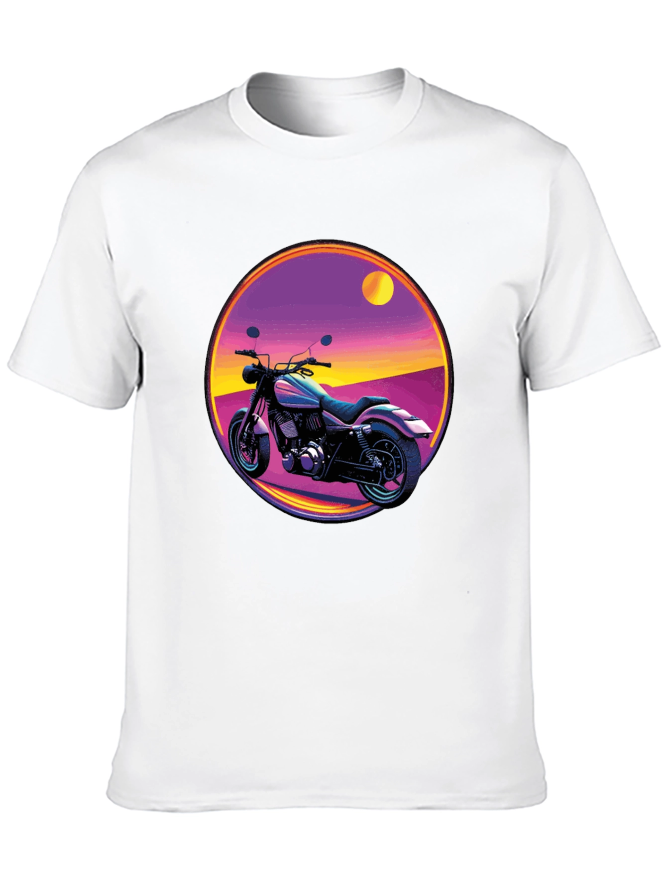 Black Retro Motorcycle Graphic Tee - Black Cotton T-Shirt view 10