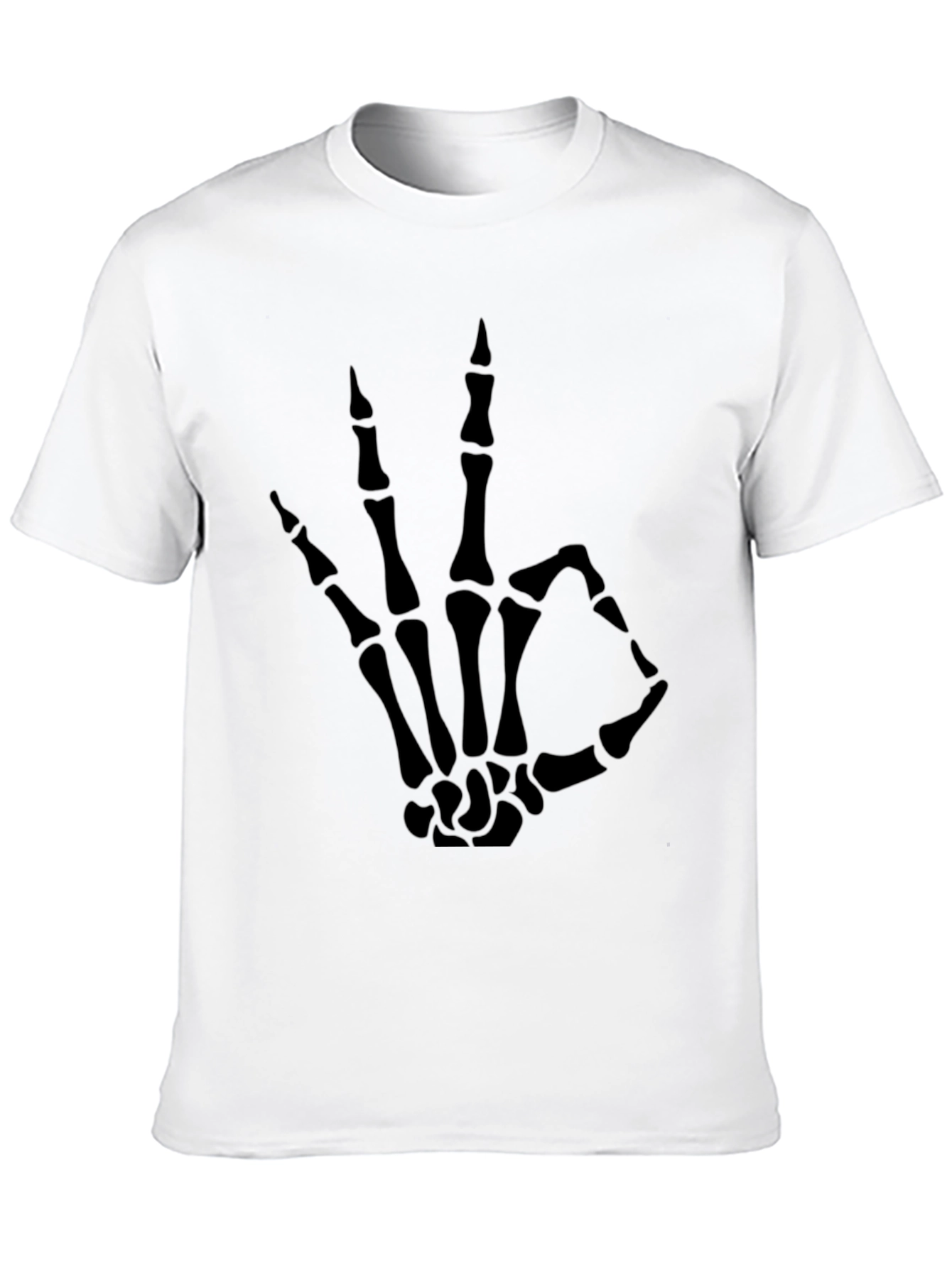 Black Skeleton Hand OK Sign Graphic Tee - Black view 10