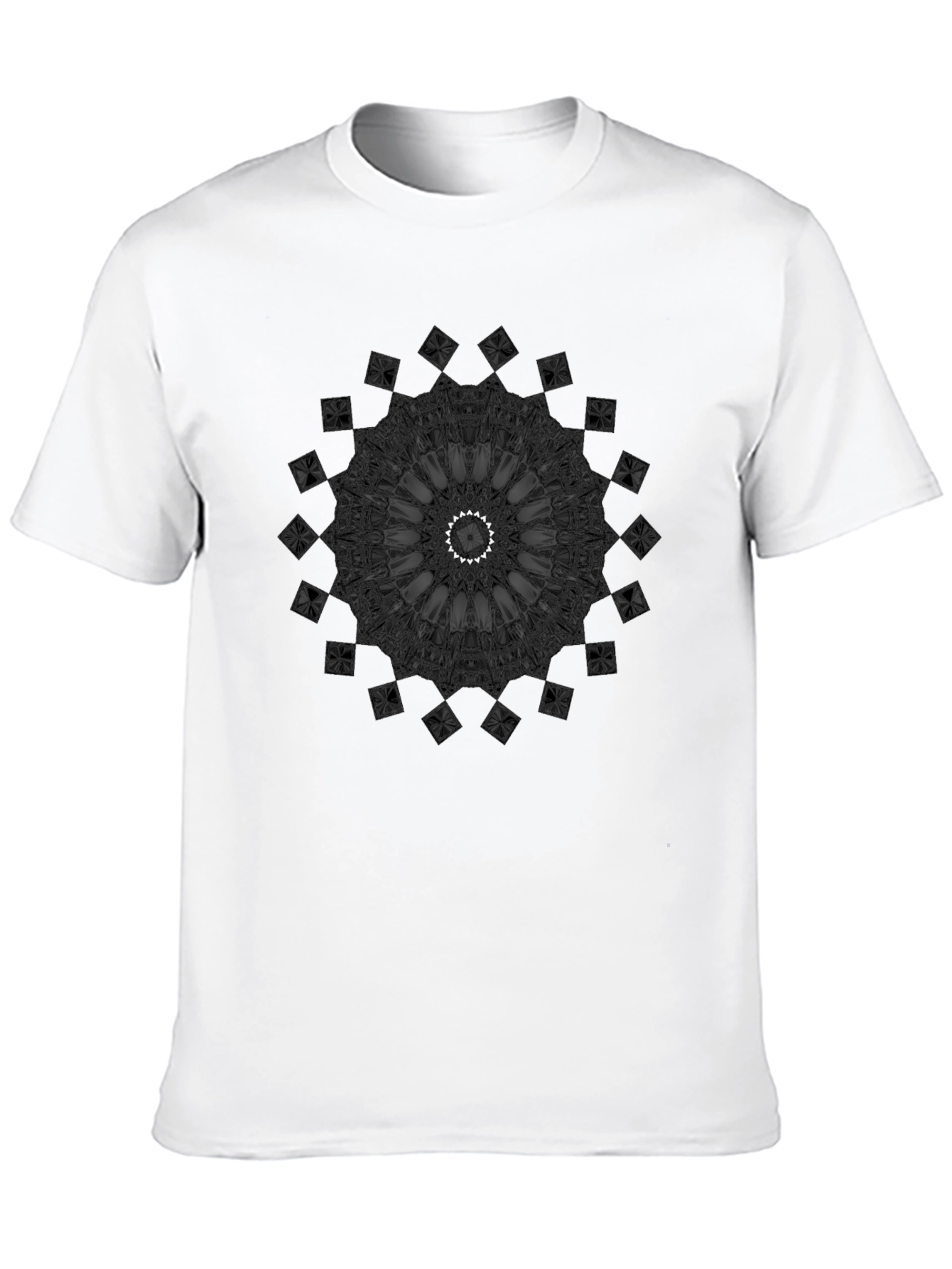 Black Dark Mandala Graphic Print Black T-Shirt view 10