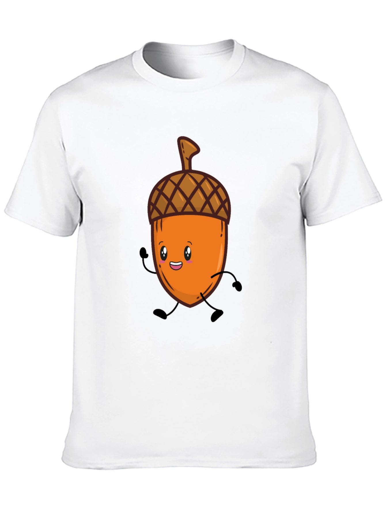 Black Cute Cartoon Acorn T-Shirt - Black, Unisex view 10