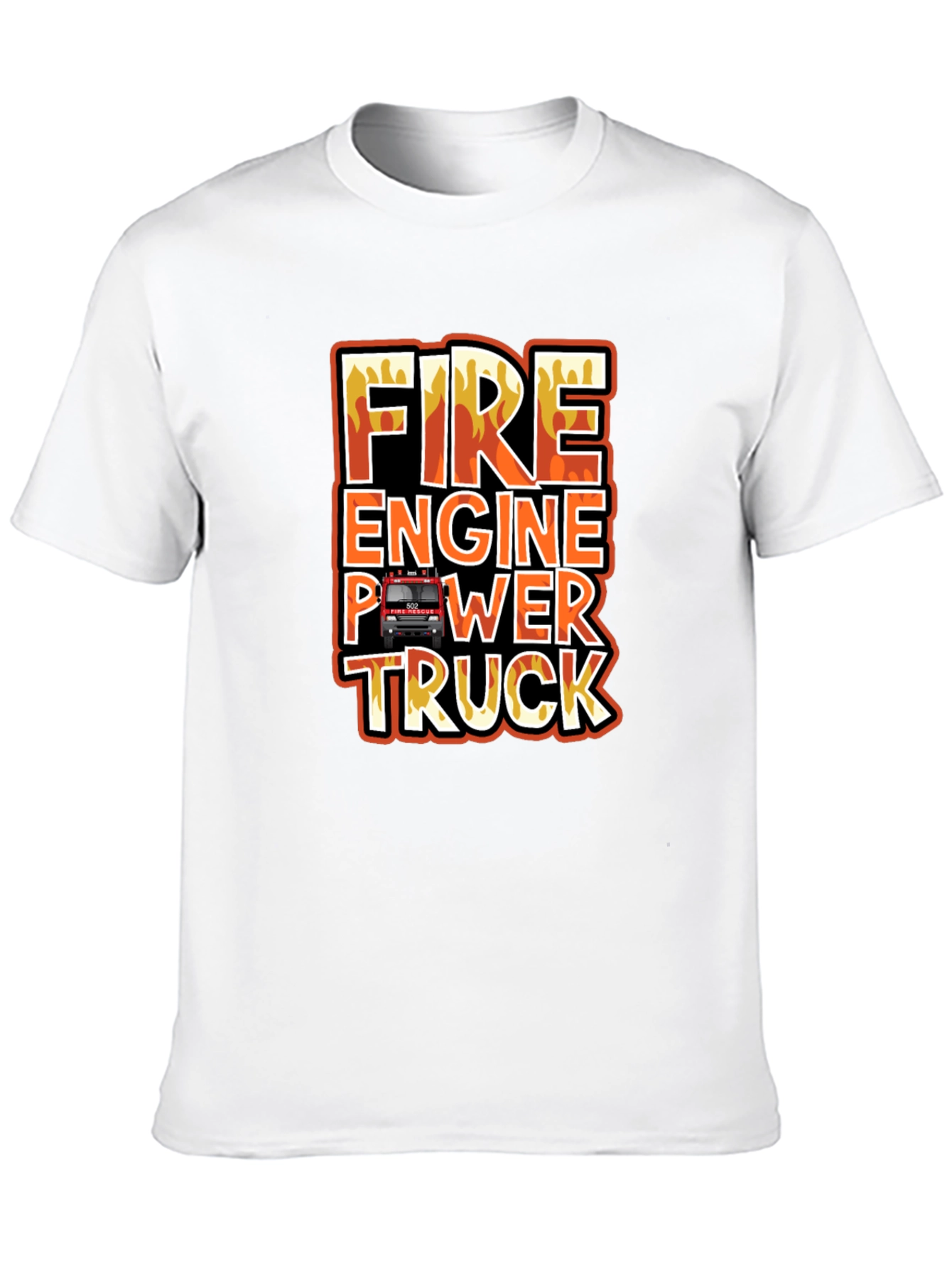 Black Fire Engine Power Truck Graphic T-Shirt view 10