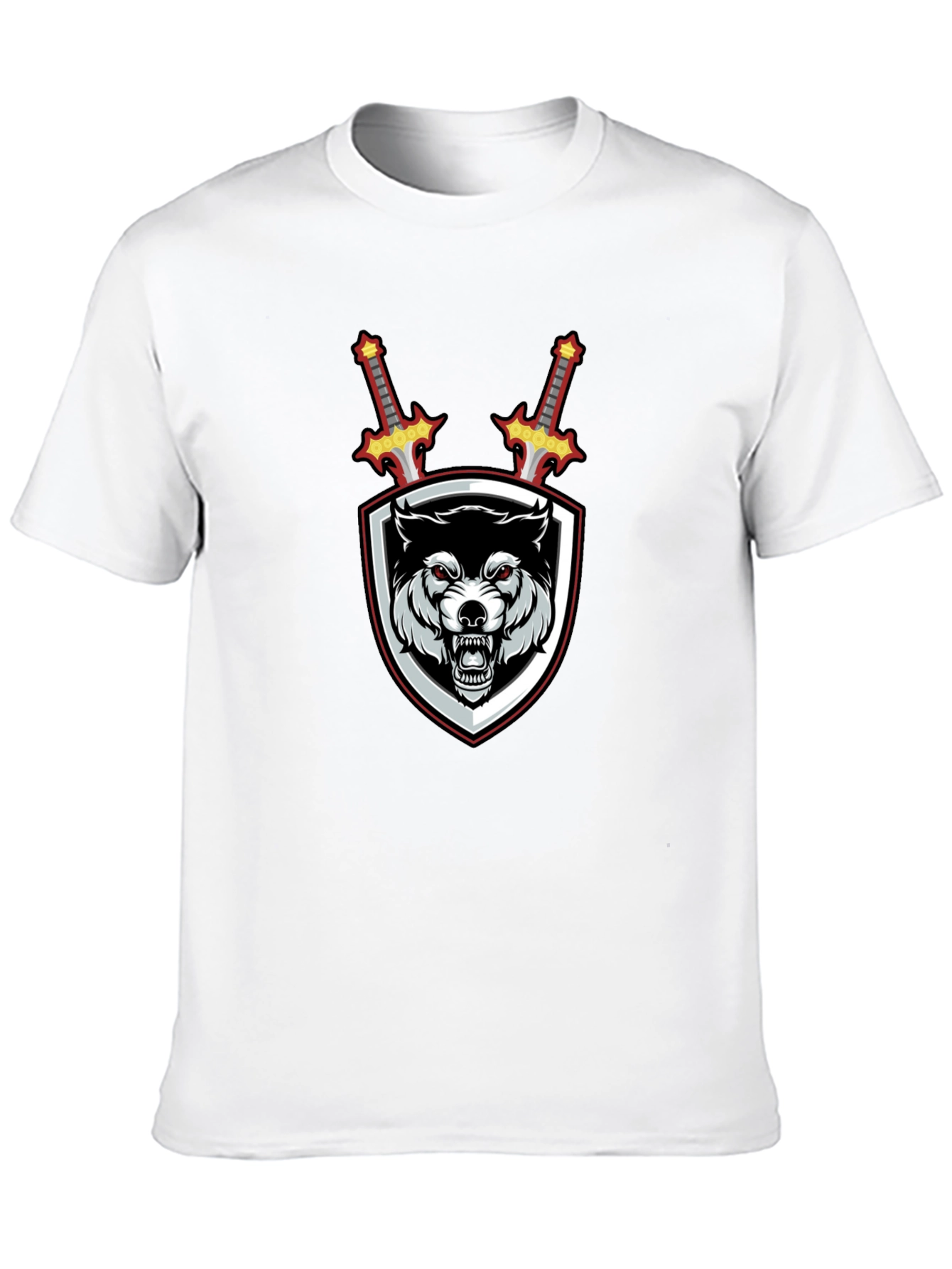 Black Wolf Crest Sword Graphic T-Shirt - Black view 10