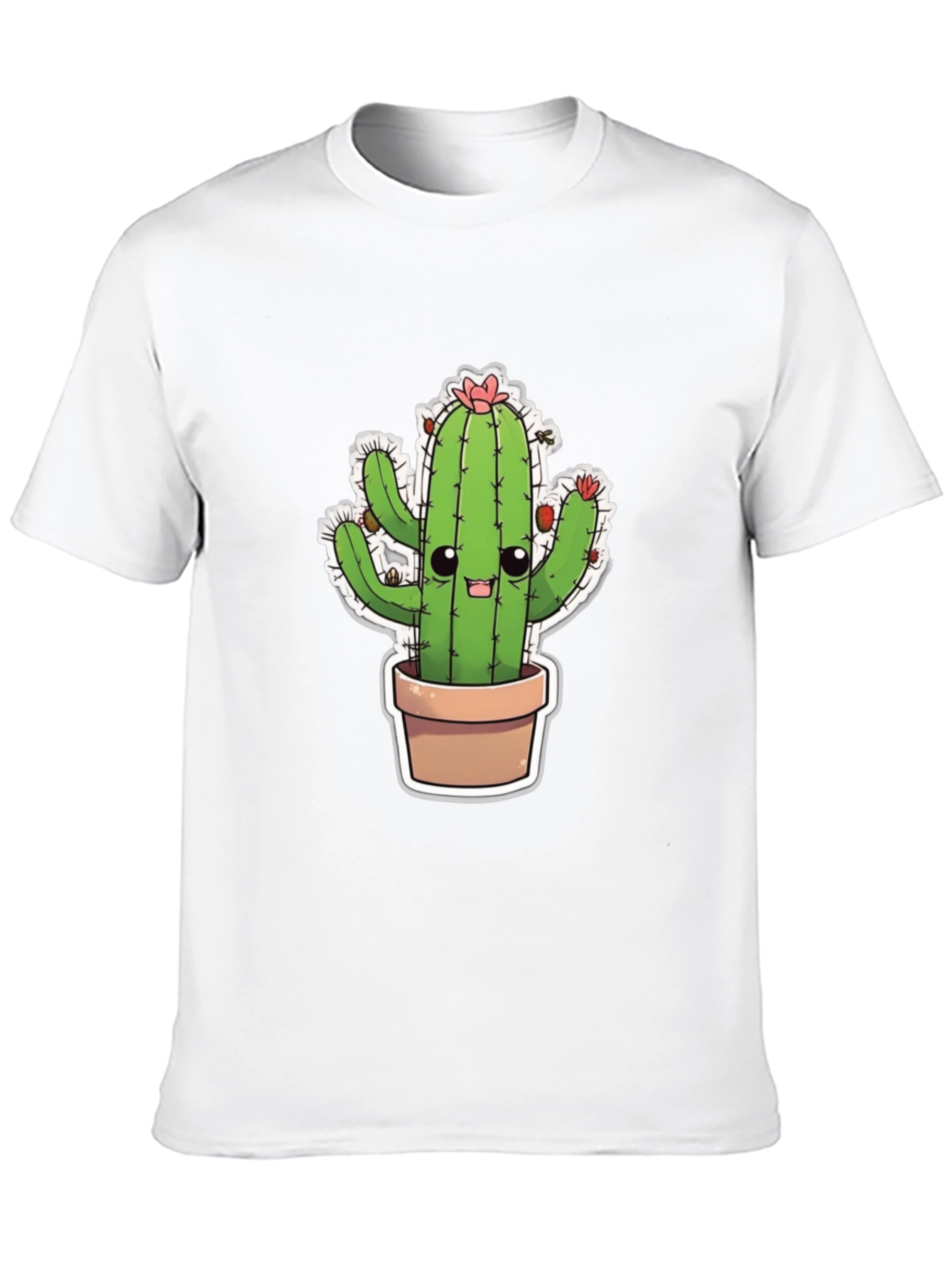 Black Cute Cactus T-Shirt - Black Cotton Blend view 10