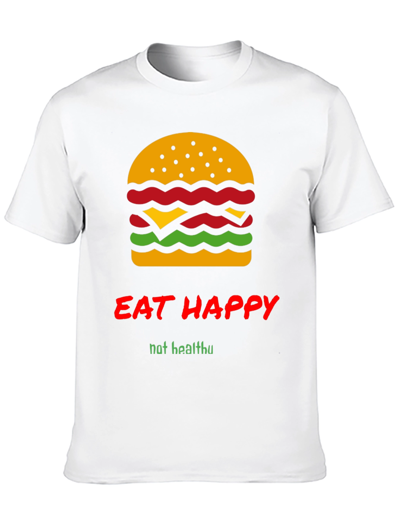 Black Eat Happy Burger Graphic Tee - Black Crew Neck T-Shirt view 10