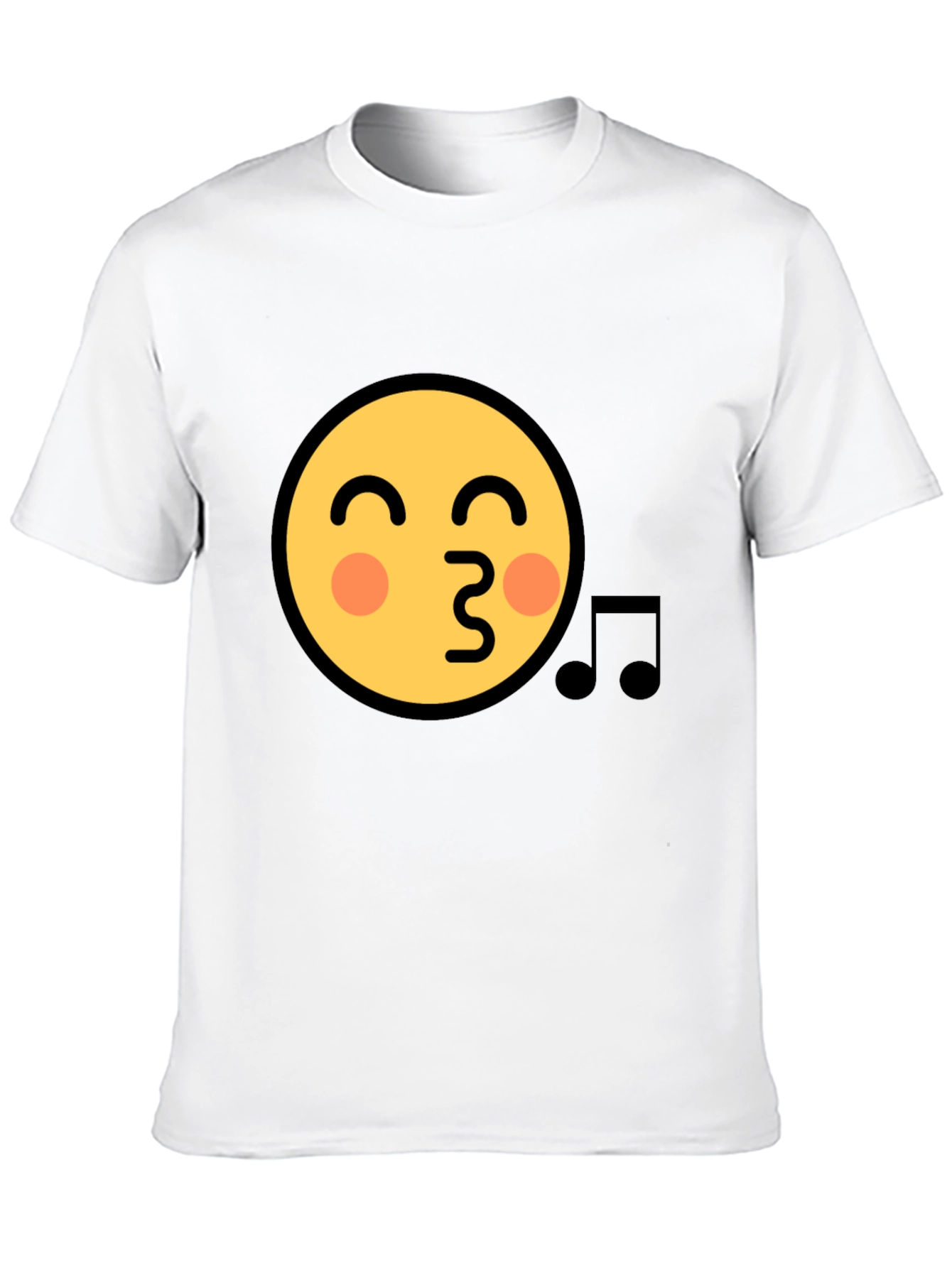 Black Emoji Face Kiss Music Note Black T-Shirt view 10