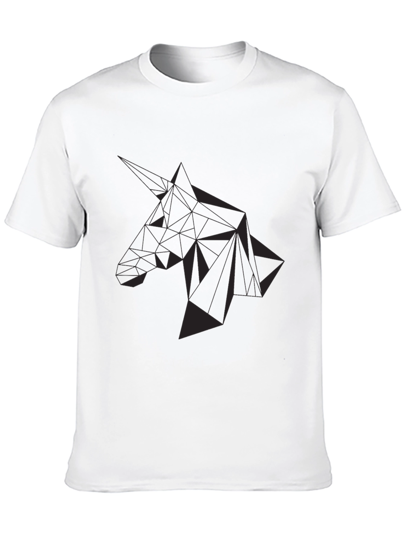 Black Geometric Unicorn Graphic Tee - Black Cotton Blend view 10
