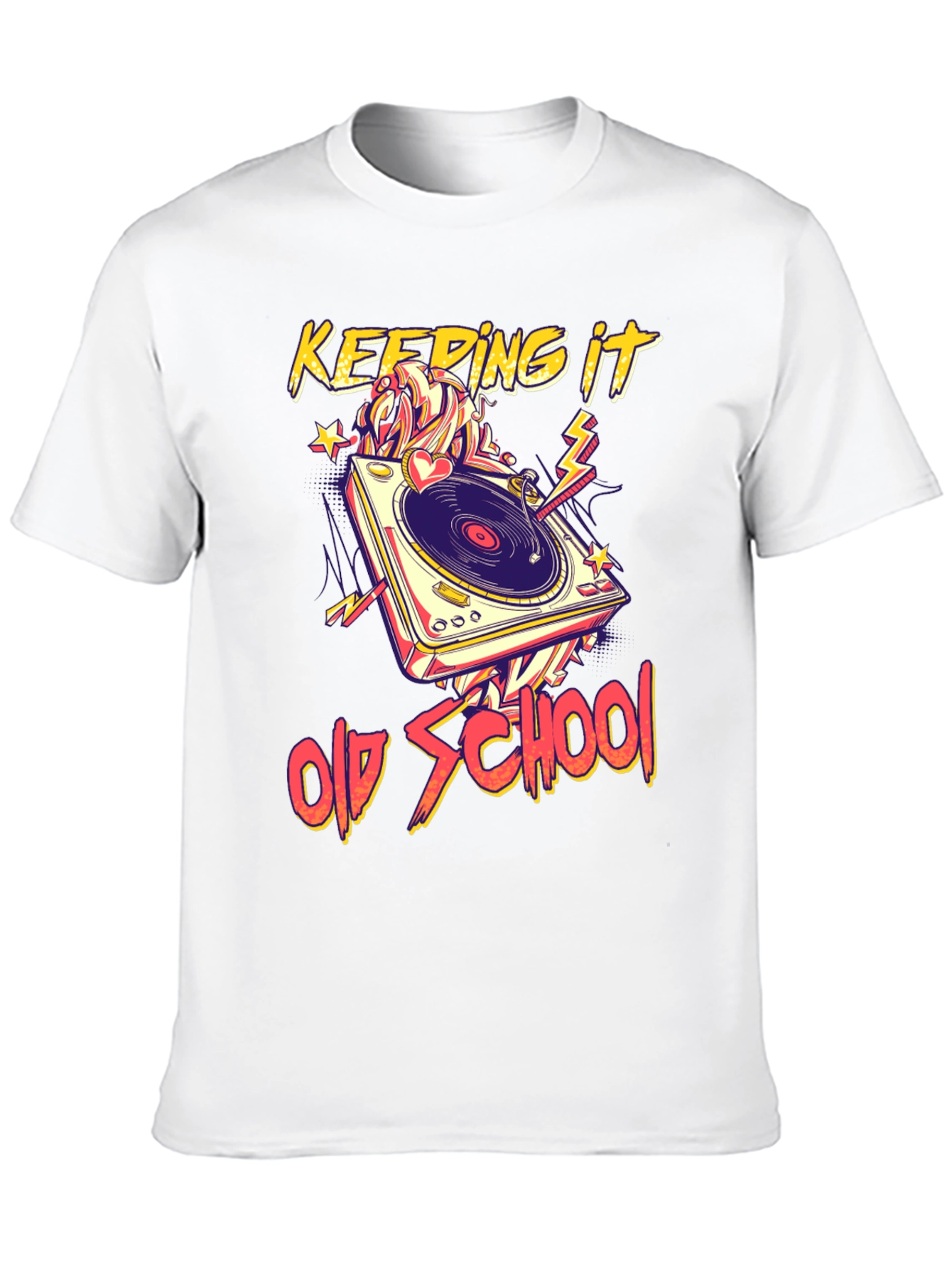 Black Keeping It Old School Turntable Graphic Tee view 10