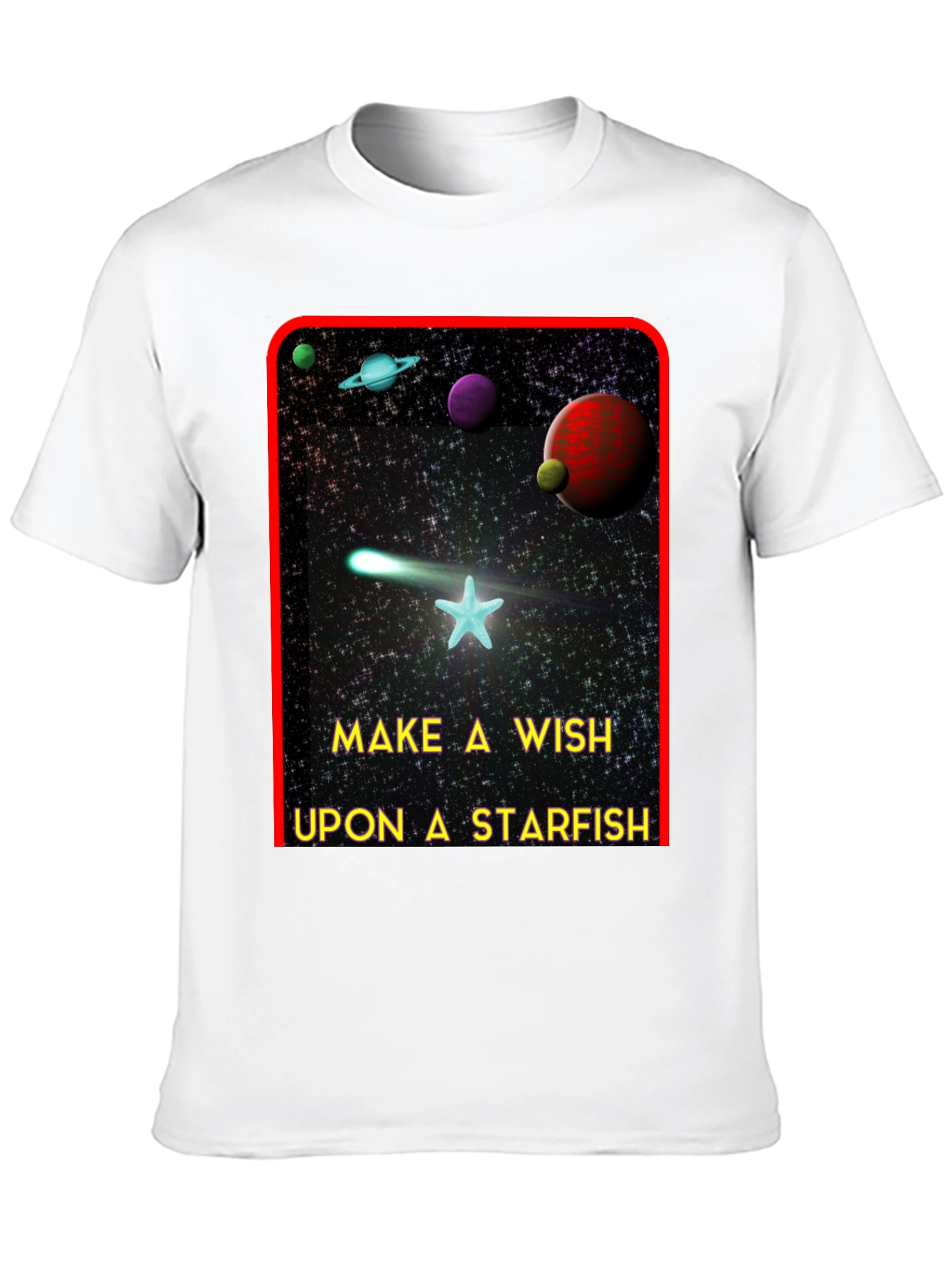 Black Make A Wish Starfish T-Shirt - Galaxy Design Tee view 10
