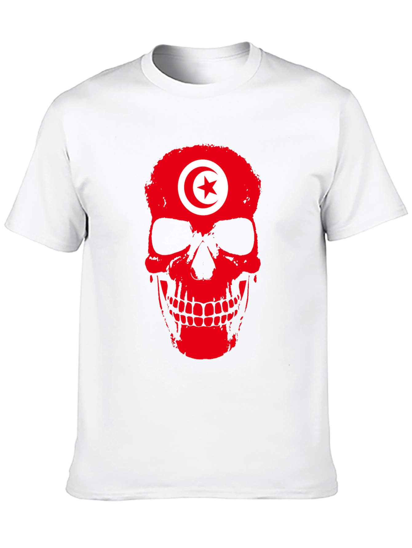 Tunisia Flag Skull Graphic Black T-Shirt - 10