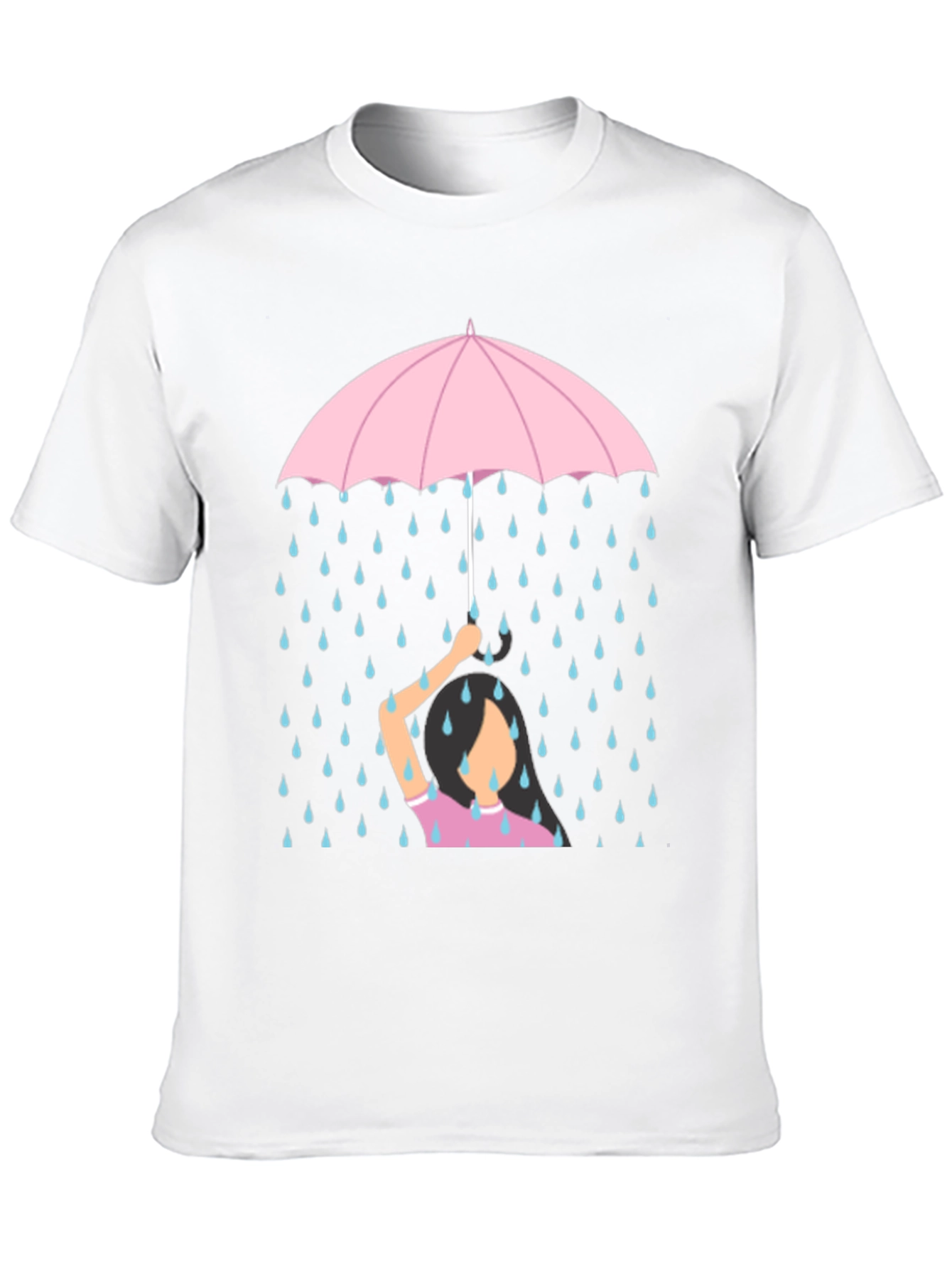 Black Rainy Day Umbrella T-Shirt - Comfort Fit Cotton Tee view 10