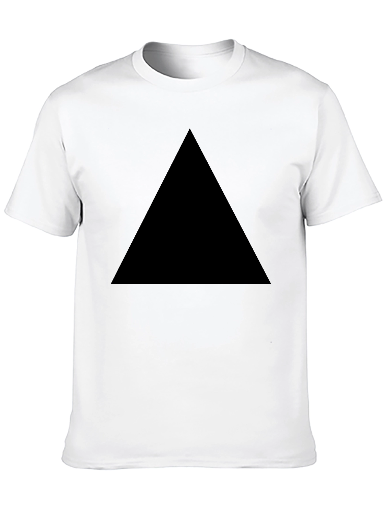 Black Mens Black T-Shirt with Geometric Triangle Design view 10