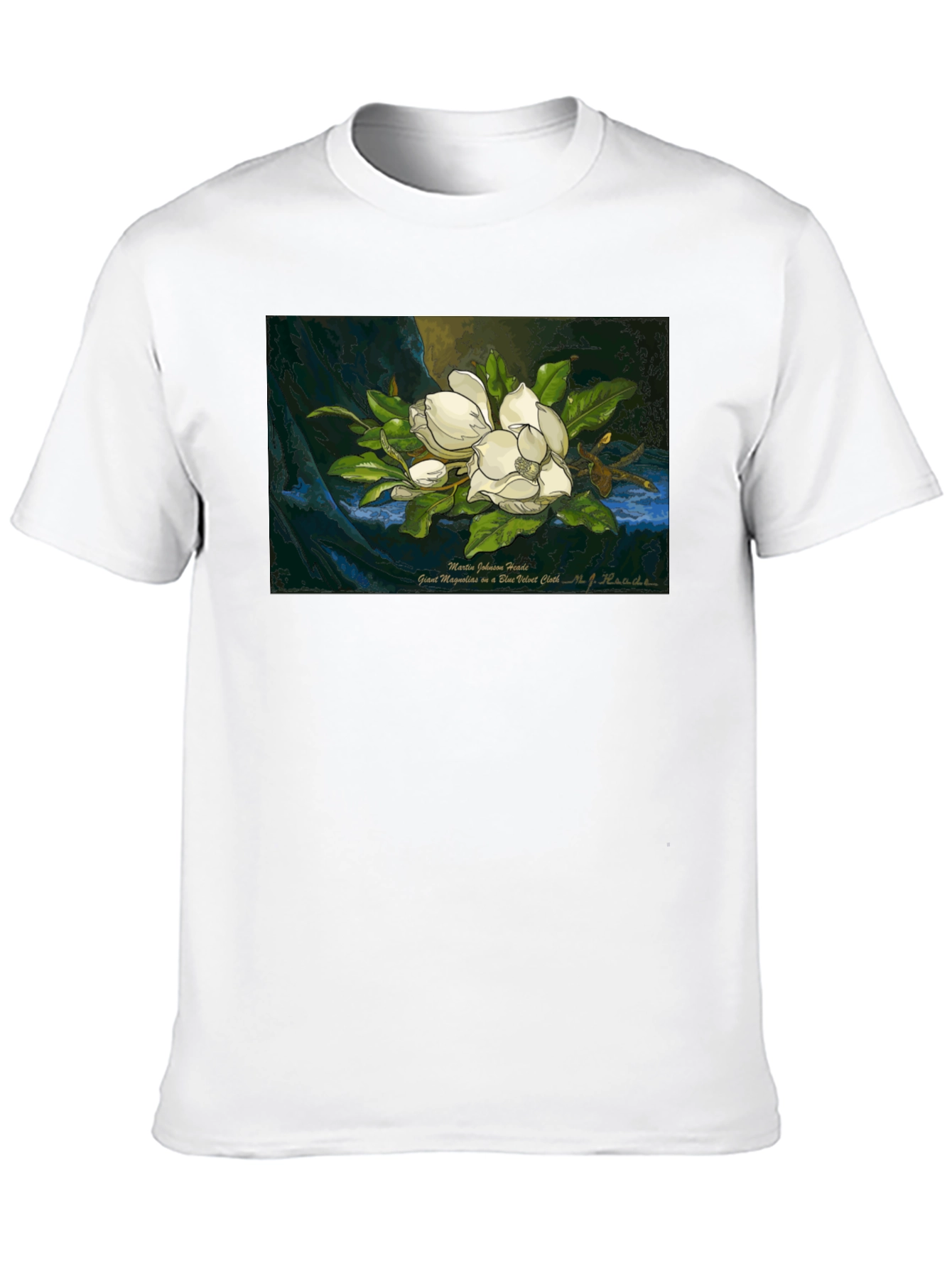 Black Magnolia Art Print T-Shirt - Elegant Floral Design view 10