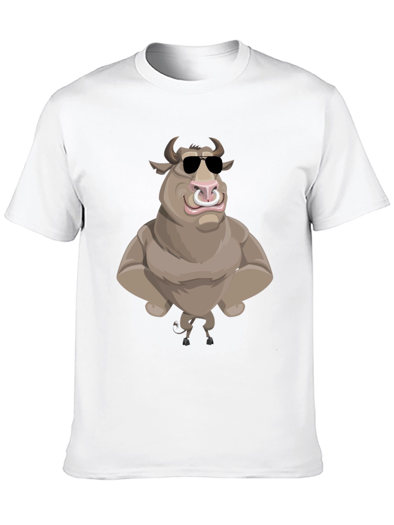 Black Cool Cartoon Bull Graphic Tee - Black view 10