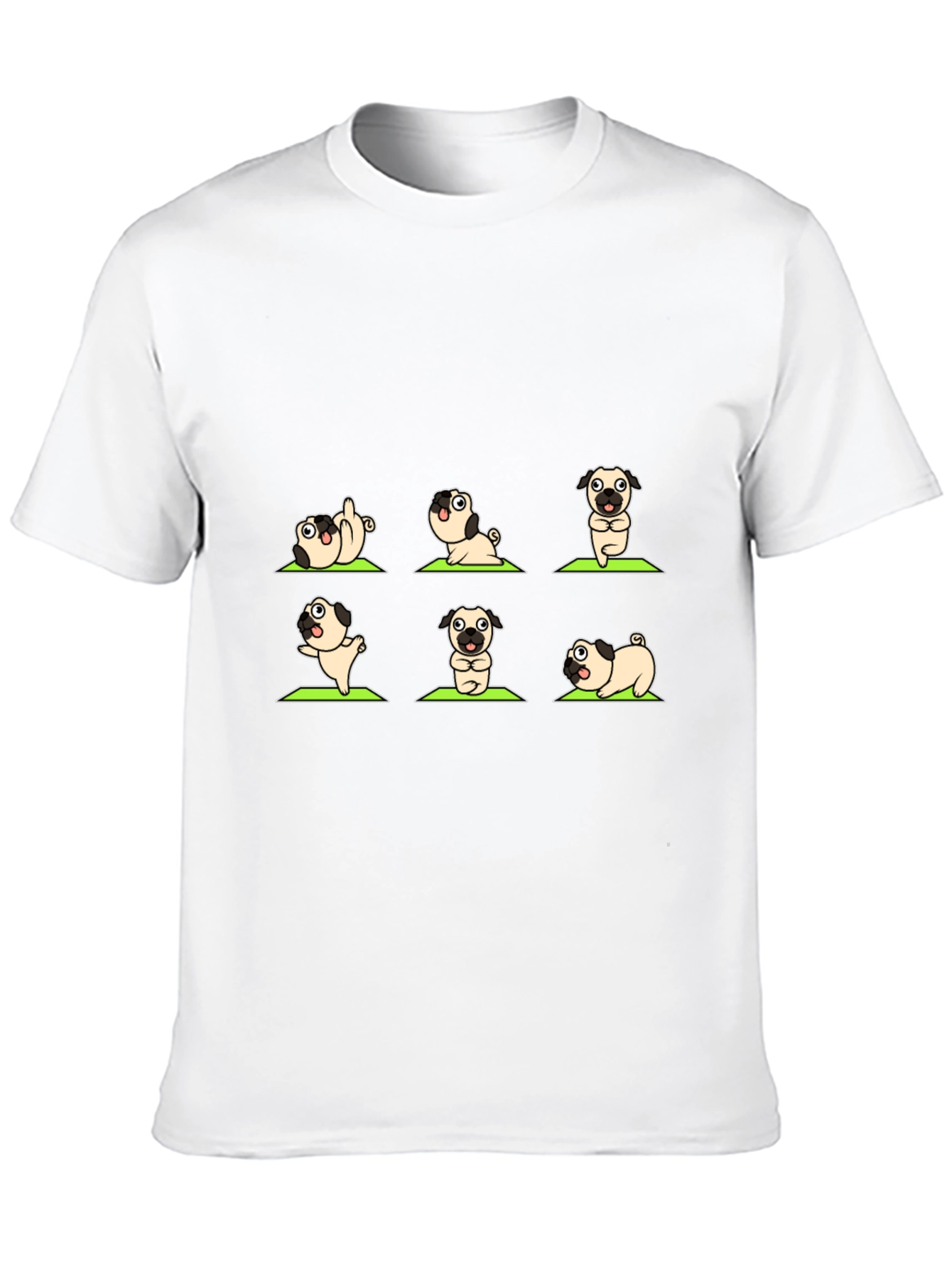 Black Yoga Pug Black Graphic T-Shirt view 10