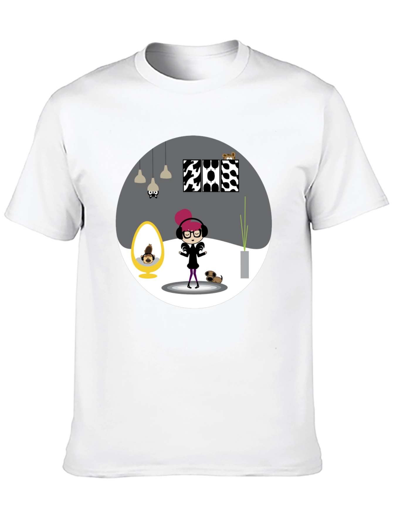 Black Cartoon Graphic Tee - Funky Room Print view 10