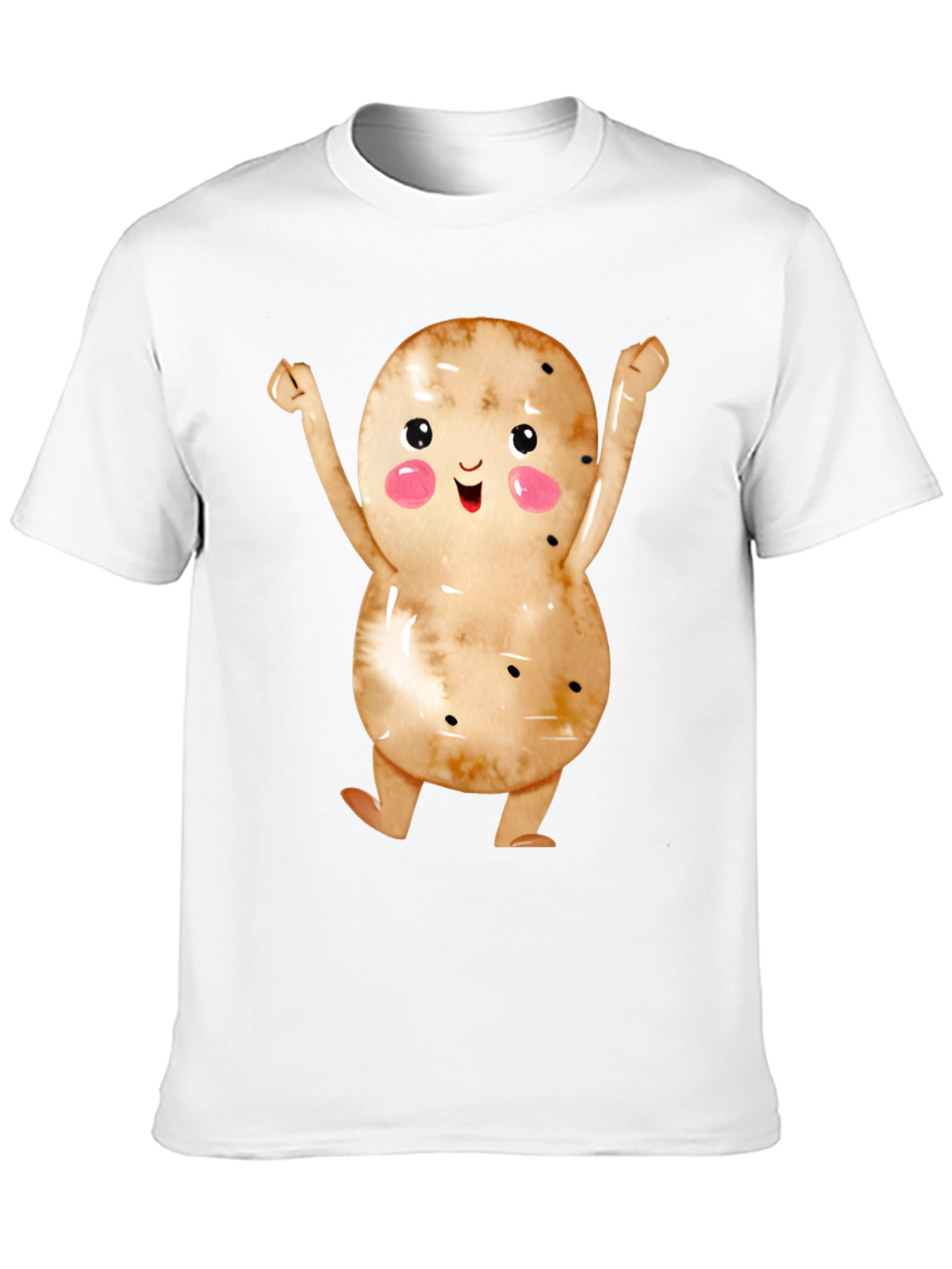 Black Happy Potato Graphic Tee - Black Unisex T-Shirt view 10