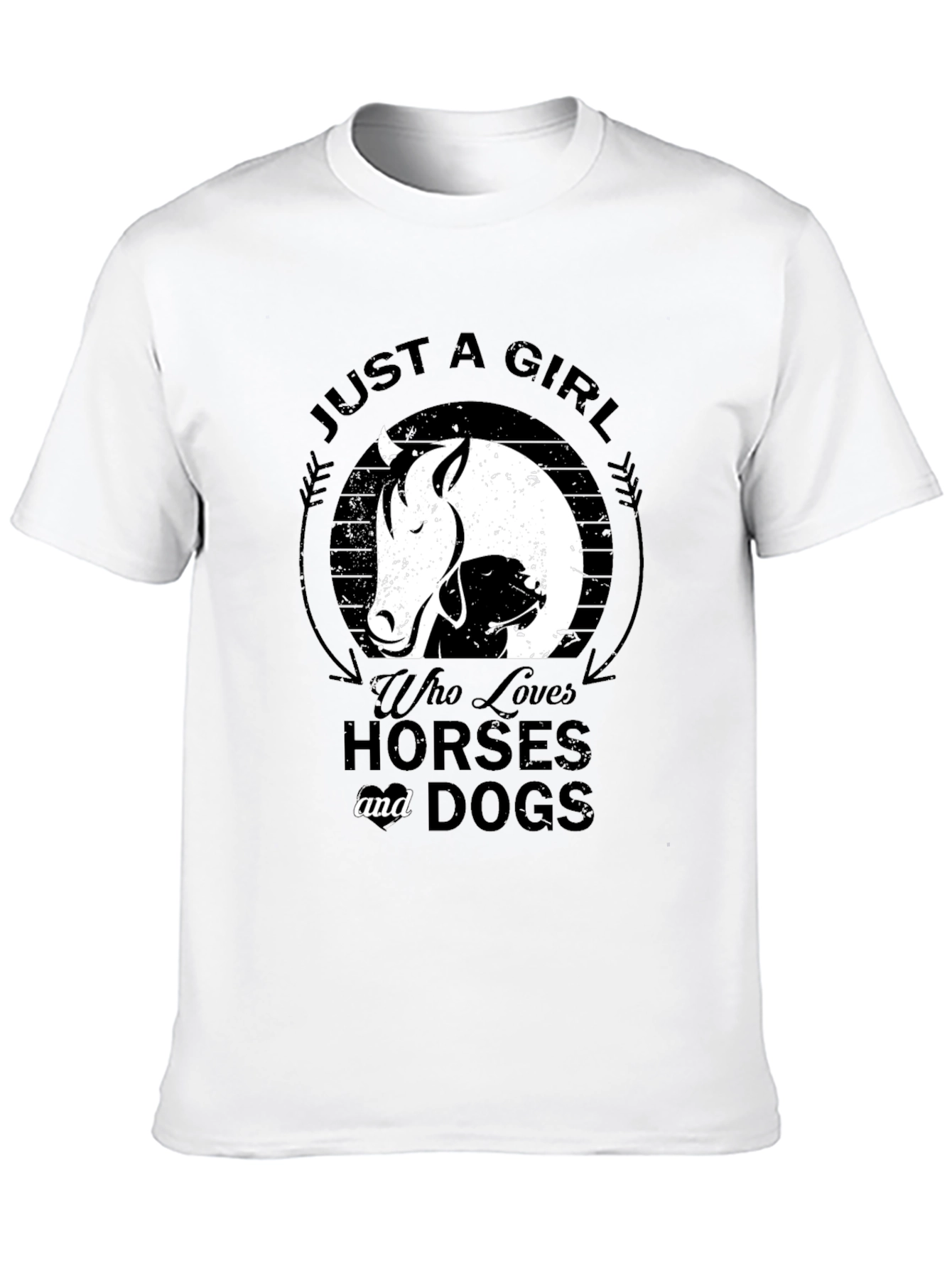 Black Just a Girl Who Loves Horses & Dogs Black T-Shirt view 10