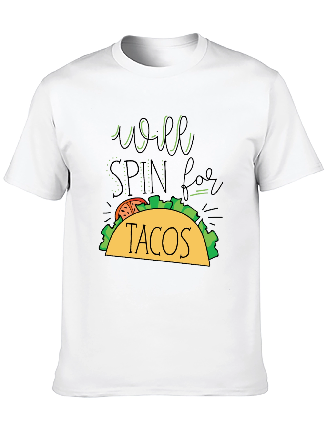 Black Taco Lover's T-Shirt - Will Spin For Tacos Graphic Tee view 10