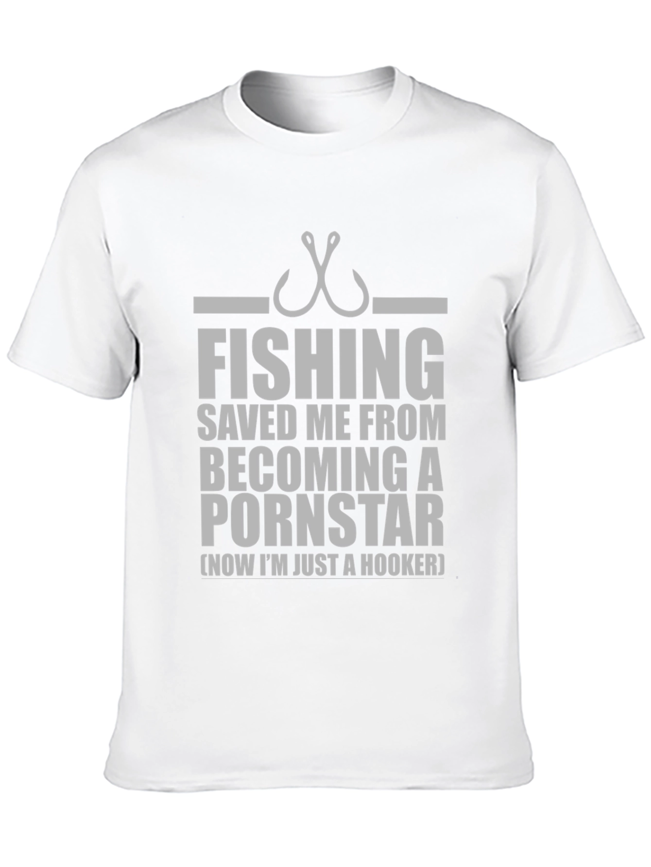 Black Fishing Hook Humor T-Shirt - Saved Me From Becoming A Pornstar Tee view 10