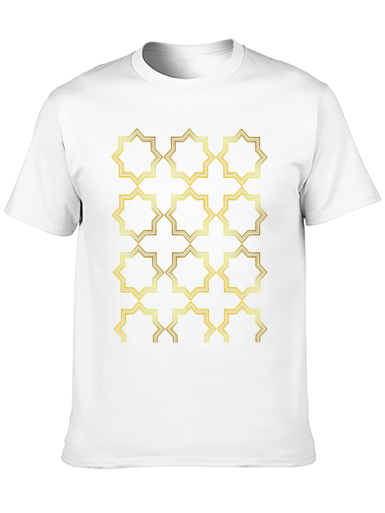 Black Geometric Gold Pattern Black T-Shirt view 10