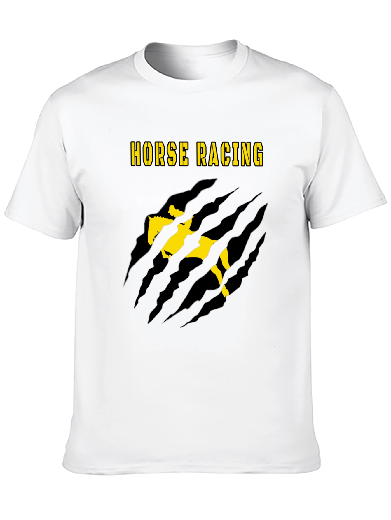 Black Horse Racing Graphic Tee - Black Cotton Blend T-Shirt view 10