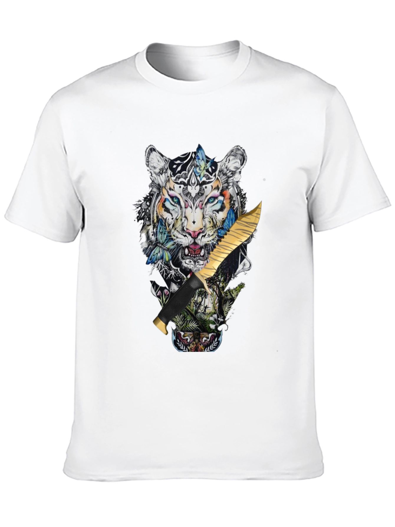 Black Tiger Graphic Print Black T-Shirt view 10